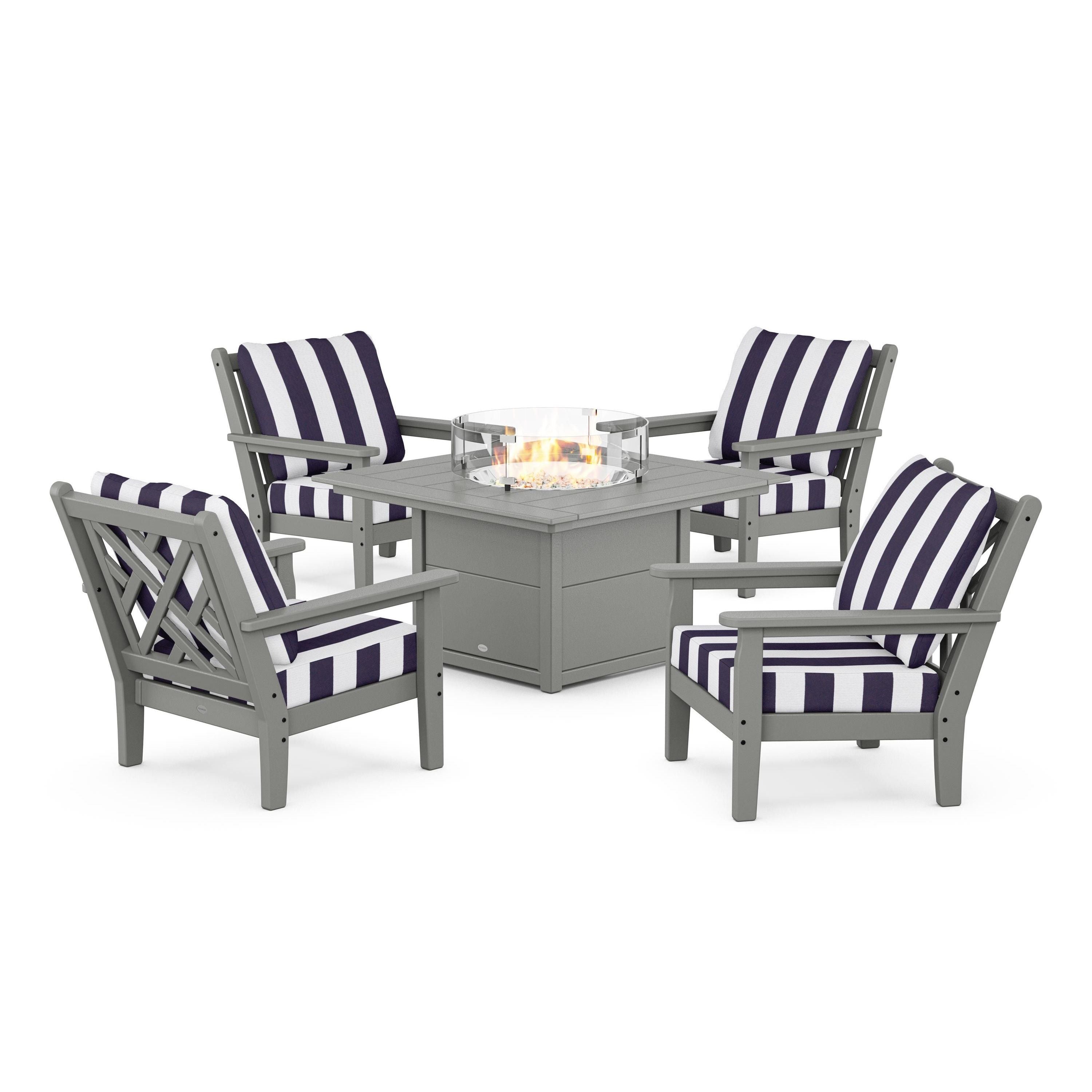 Chippendale 5-Piece Deep Seating Set with Fire Pit Table