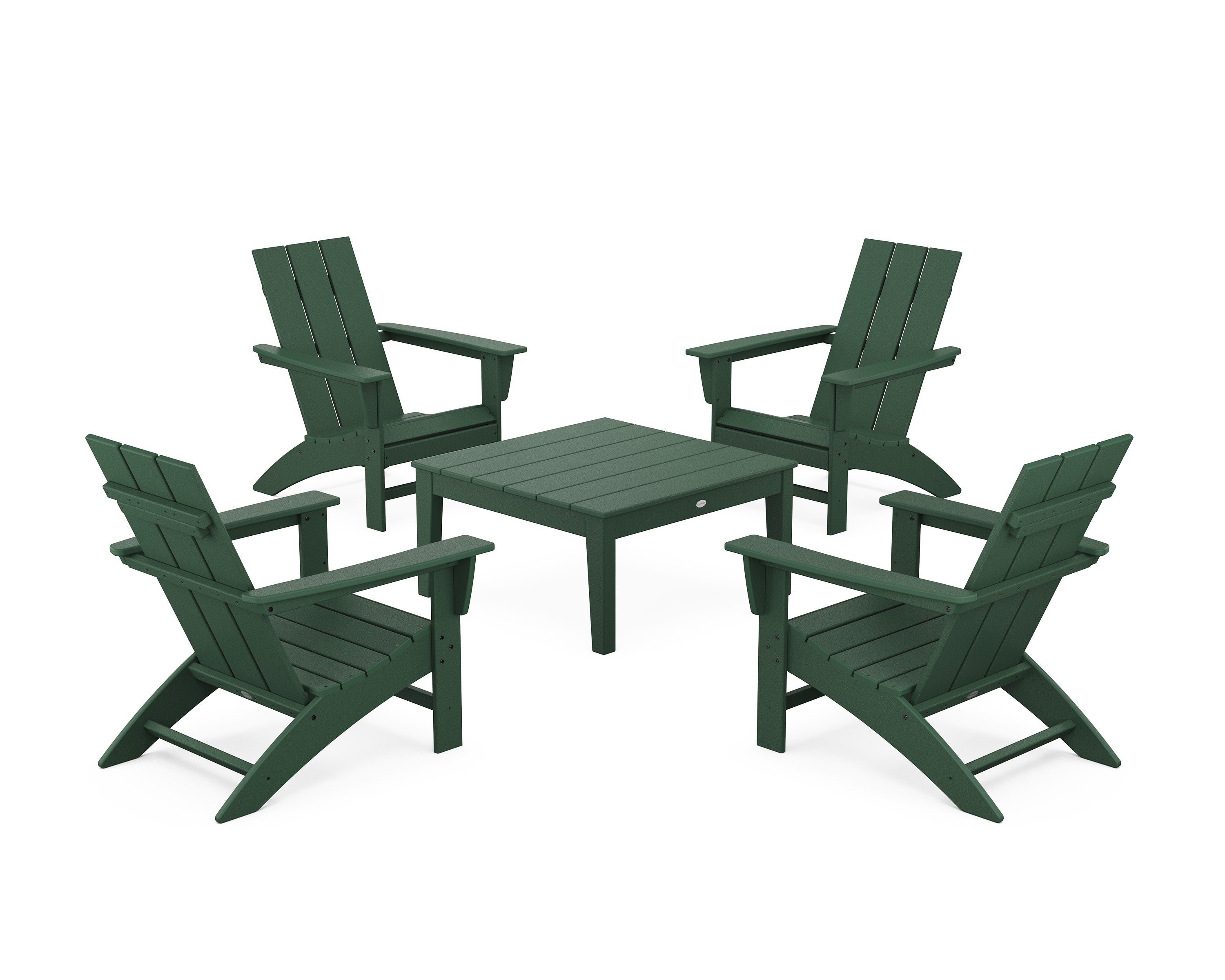 5-Piece Modern Adirondack Chair Conversation Set with 36" Conversation Table