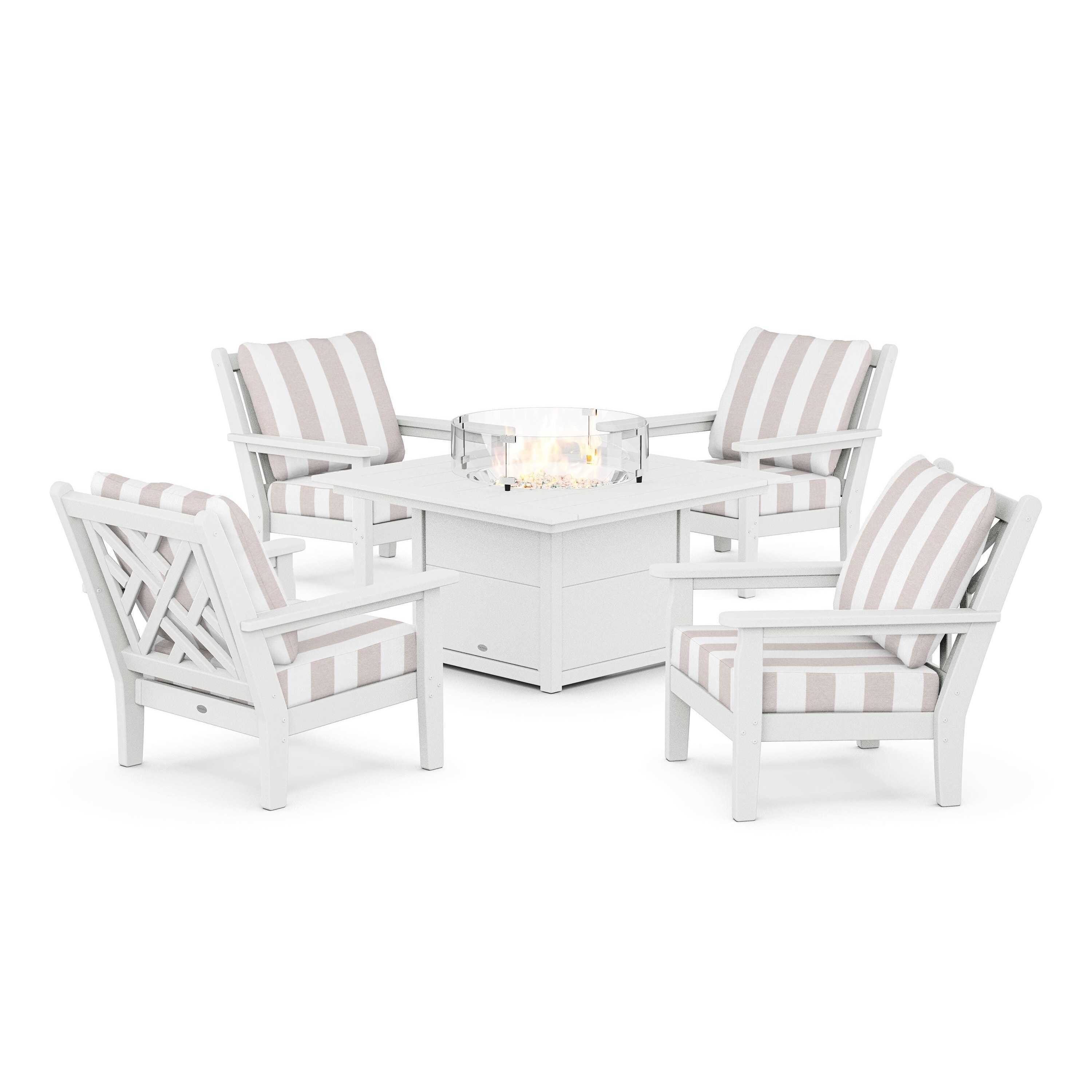 Chippendale 5-Piece Deep Seating Set with Fire Pit Table