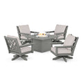 Chippendale 5-Piece Deep Seating Swivel Conversation Set with Fire Pit Table