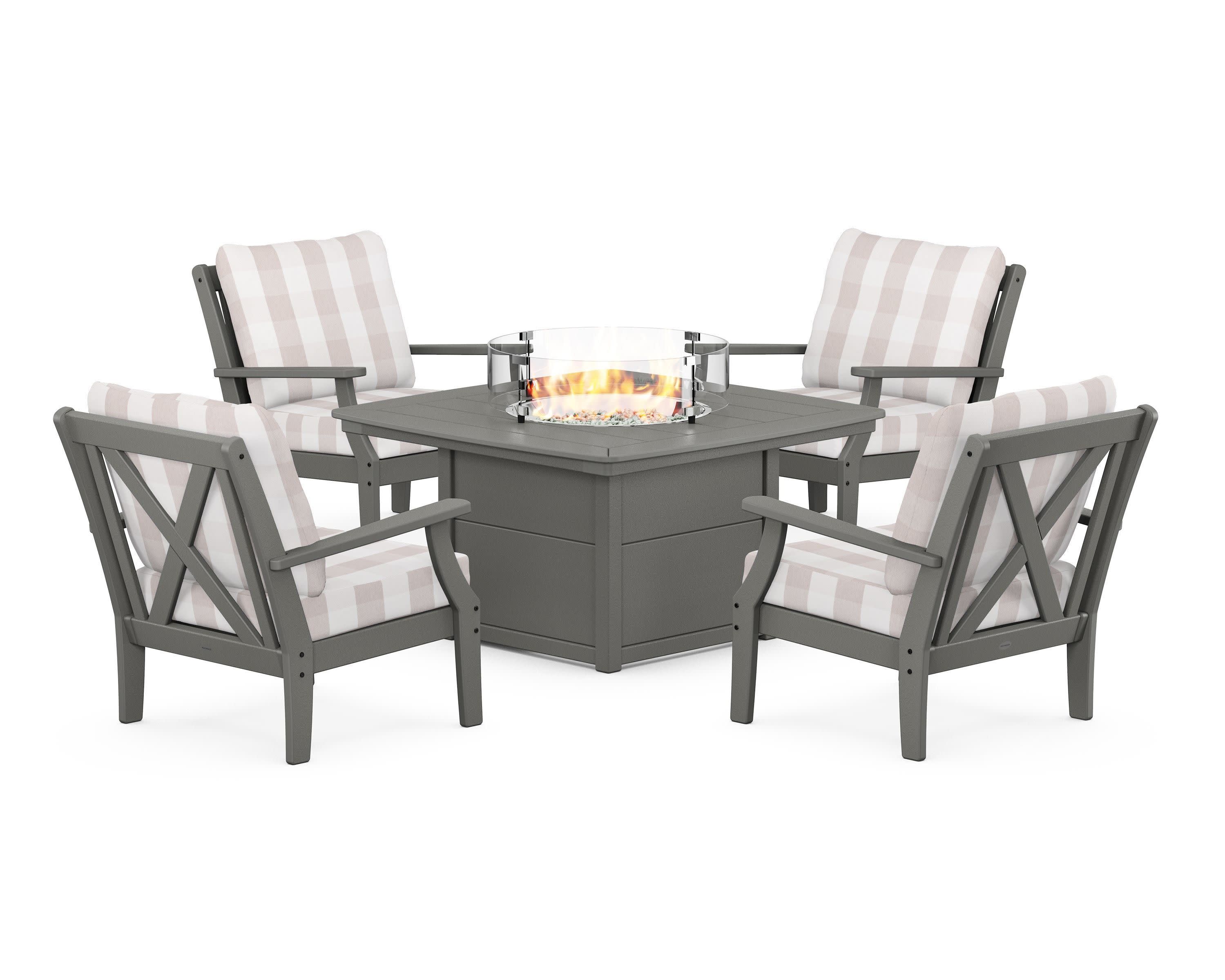 Braxton 5-Piece Deep Seating Conversation Set with Fire Pit Table