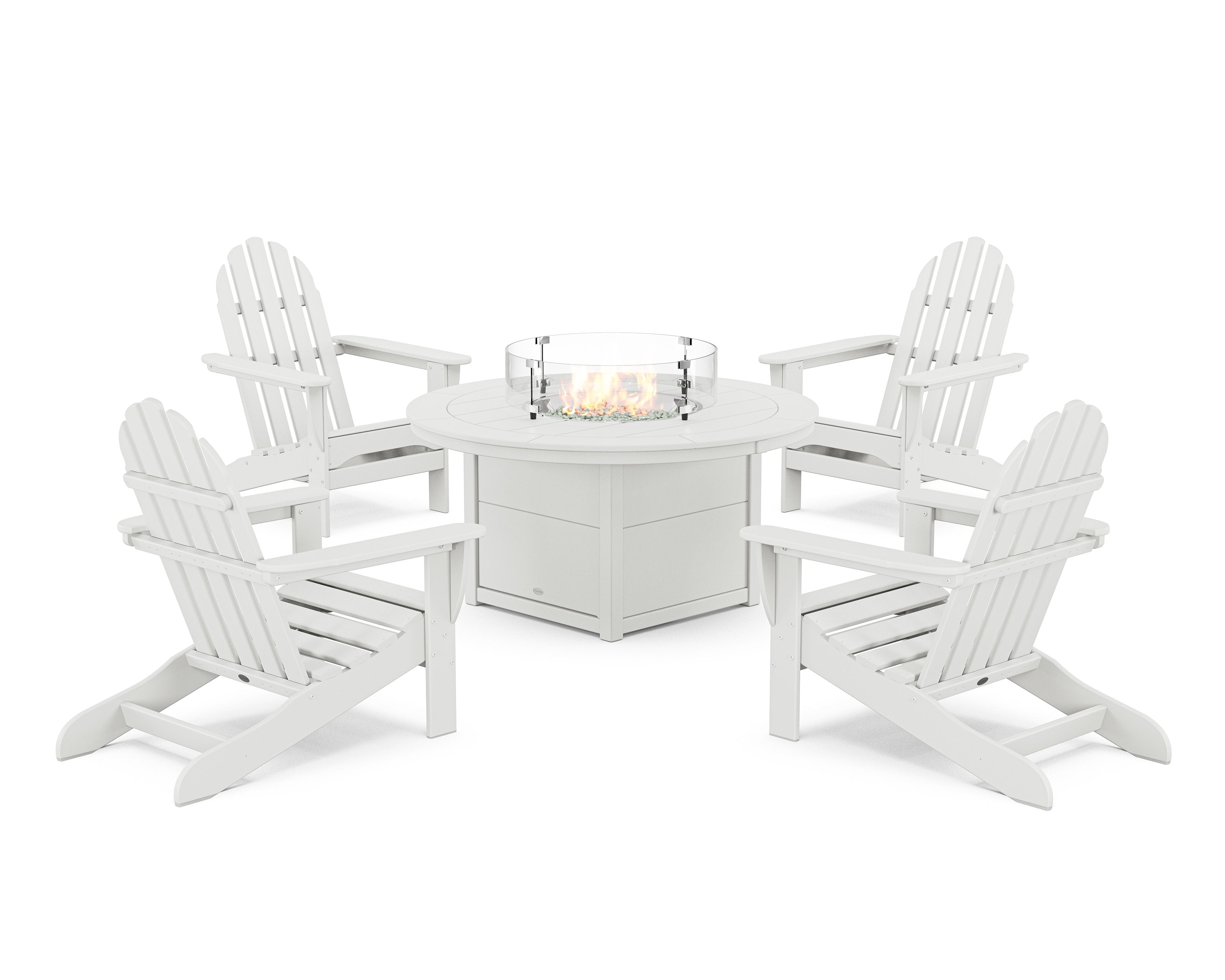 Classic Adirondack 5-Piece Conversation Set with Fire Pit Table