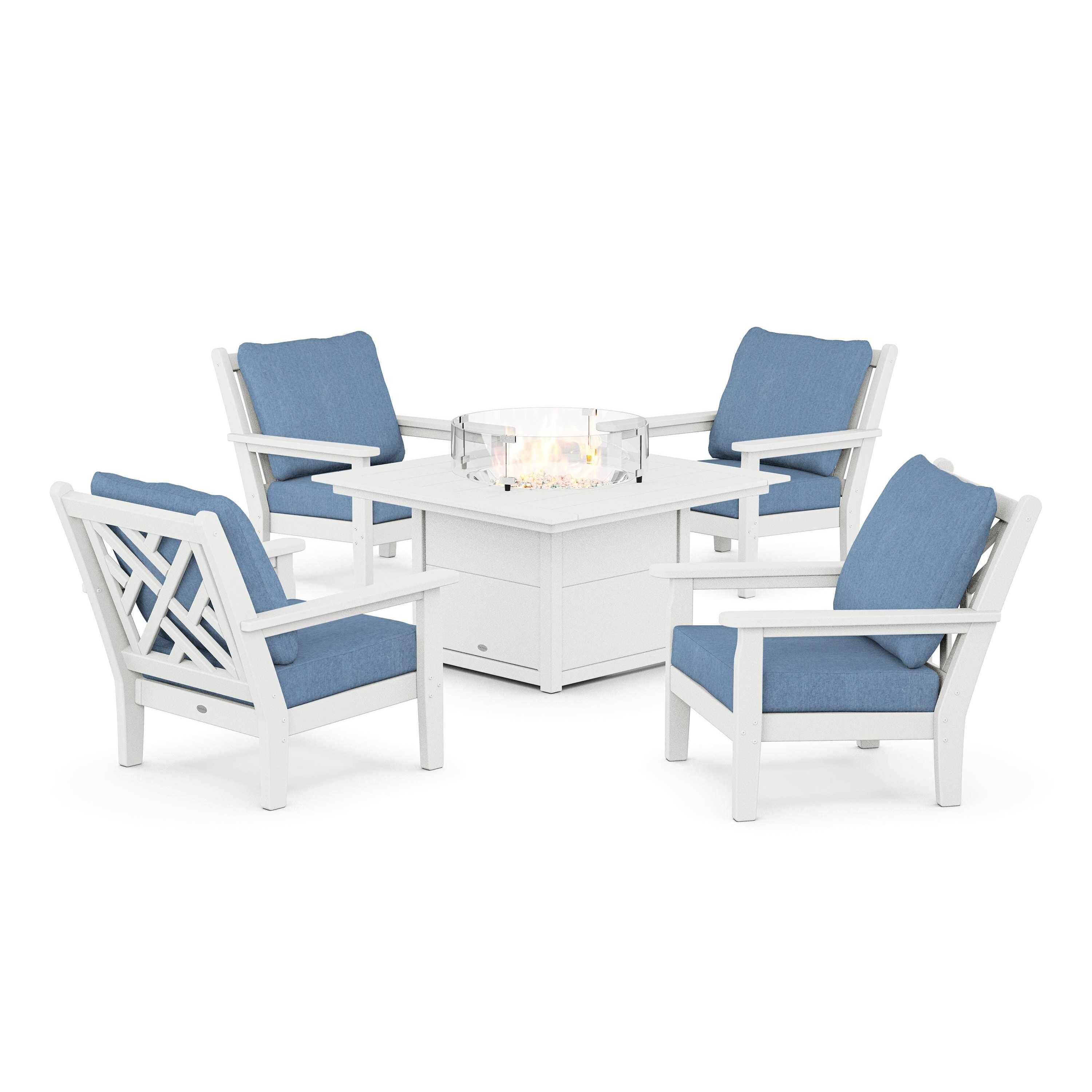 Chippendale 5-Piece Deep Seating Set with Fire Pit Table