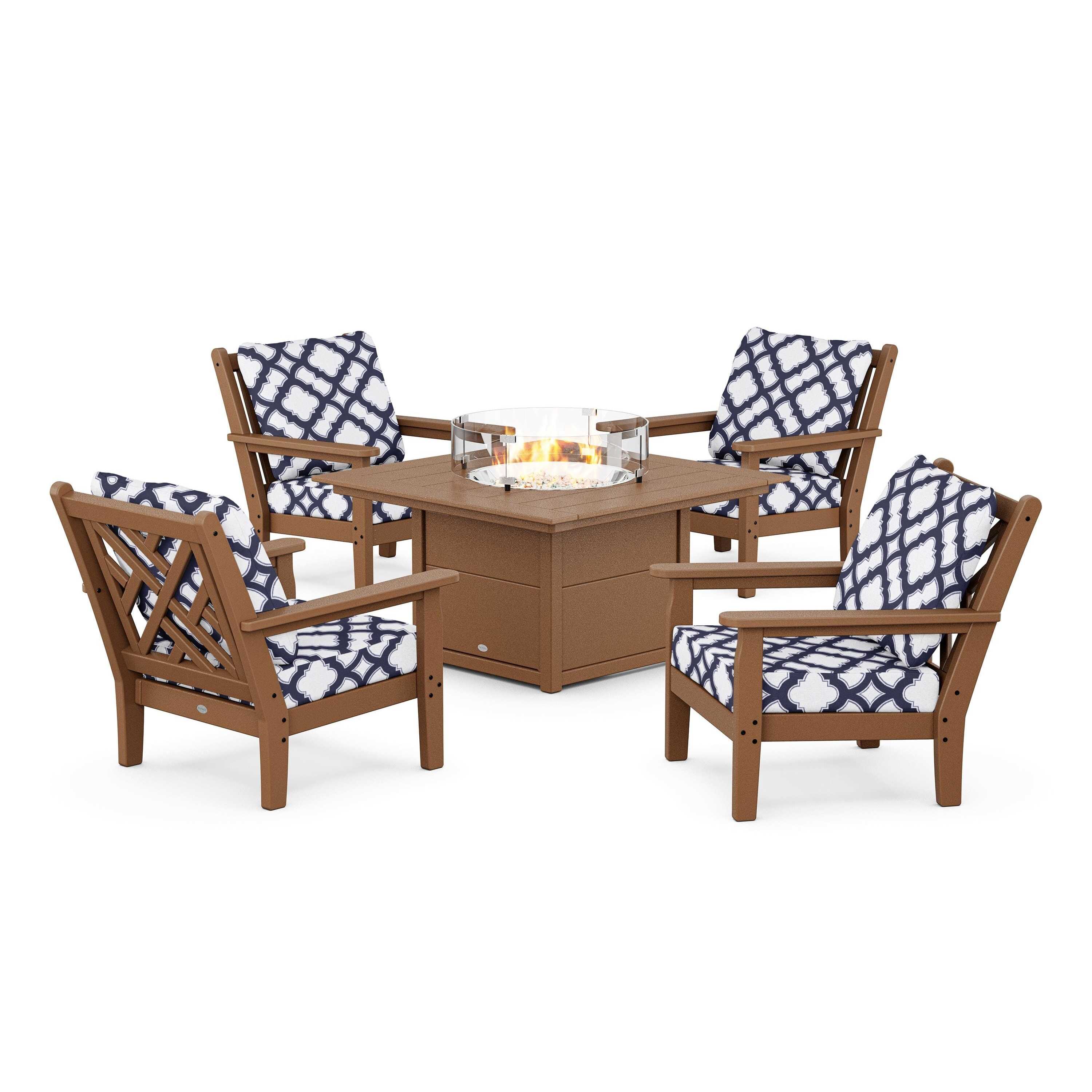 Chippendale 5-Piece Deep Seating Set with Fire Pit Table