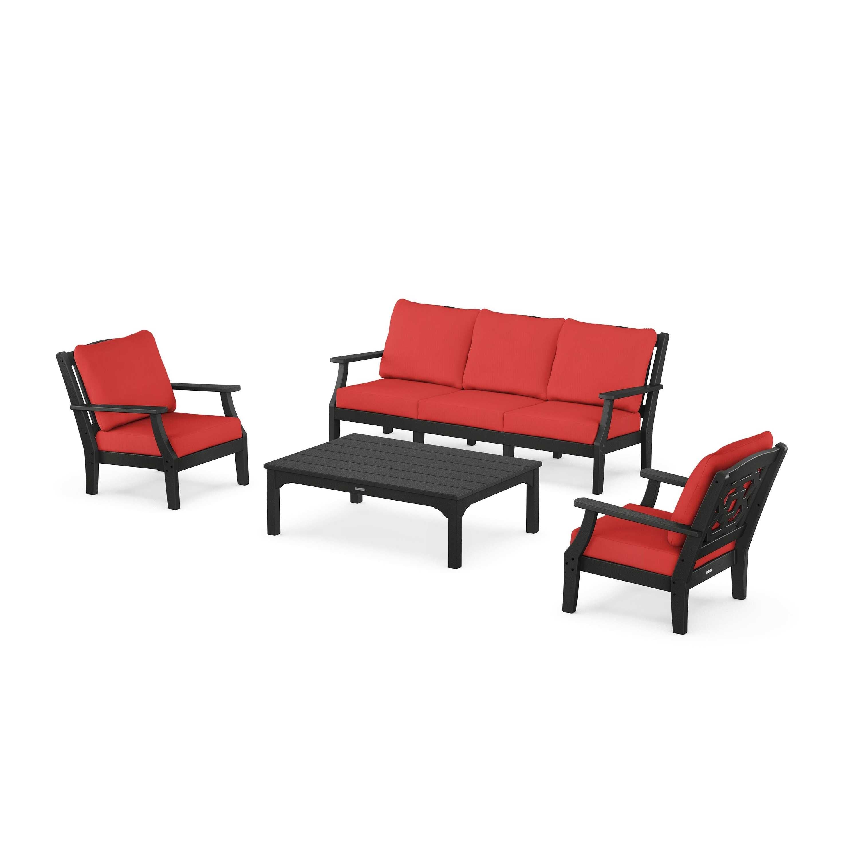Chinoiserie 4-Piece Deep Seating Set with Sofa