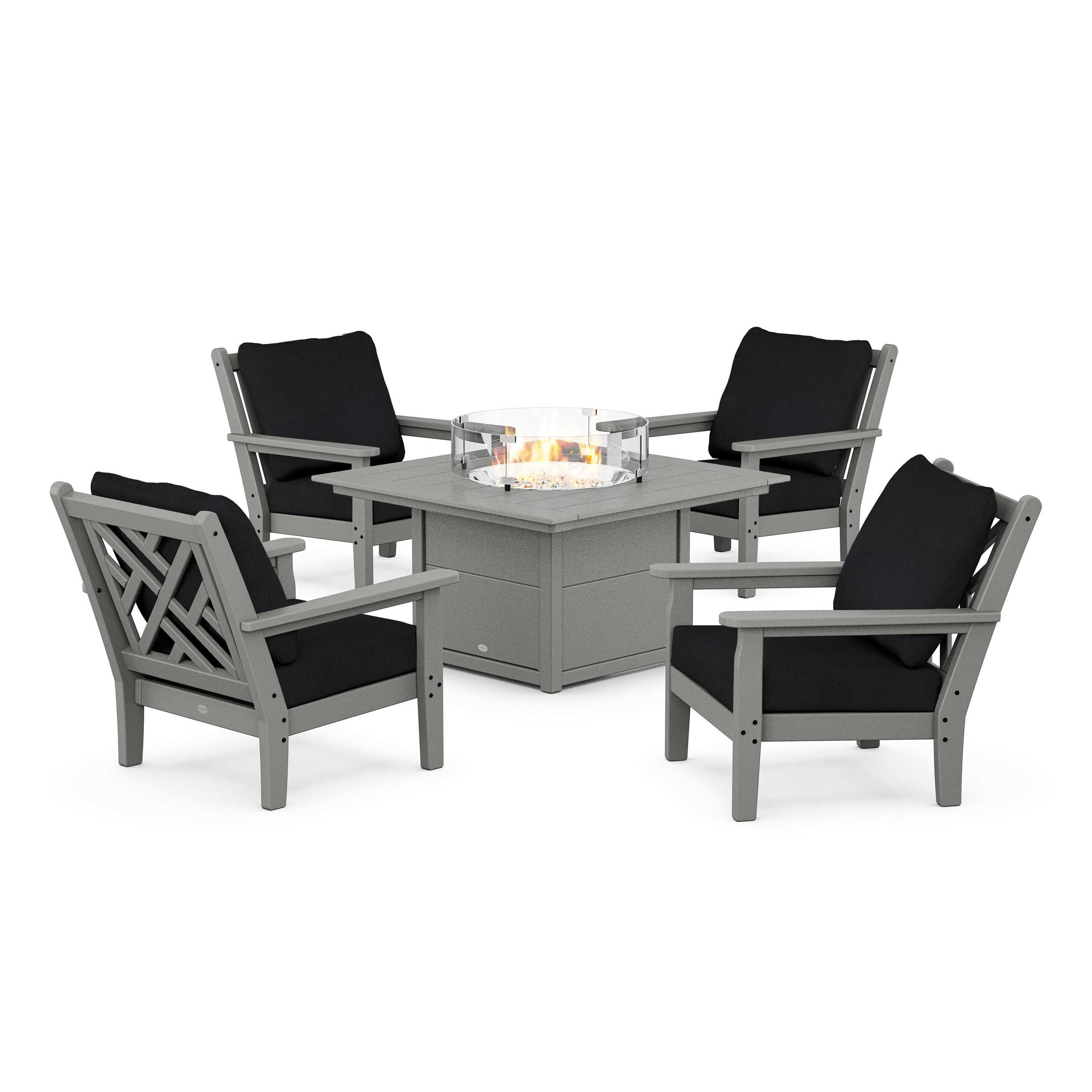 Chippendale 5-Piece Deep Seating Set with Fire Pit Table