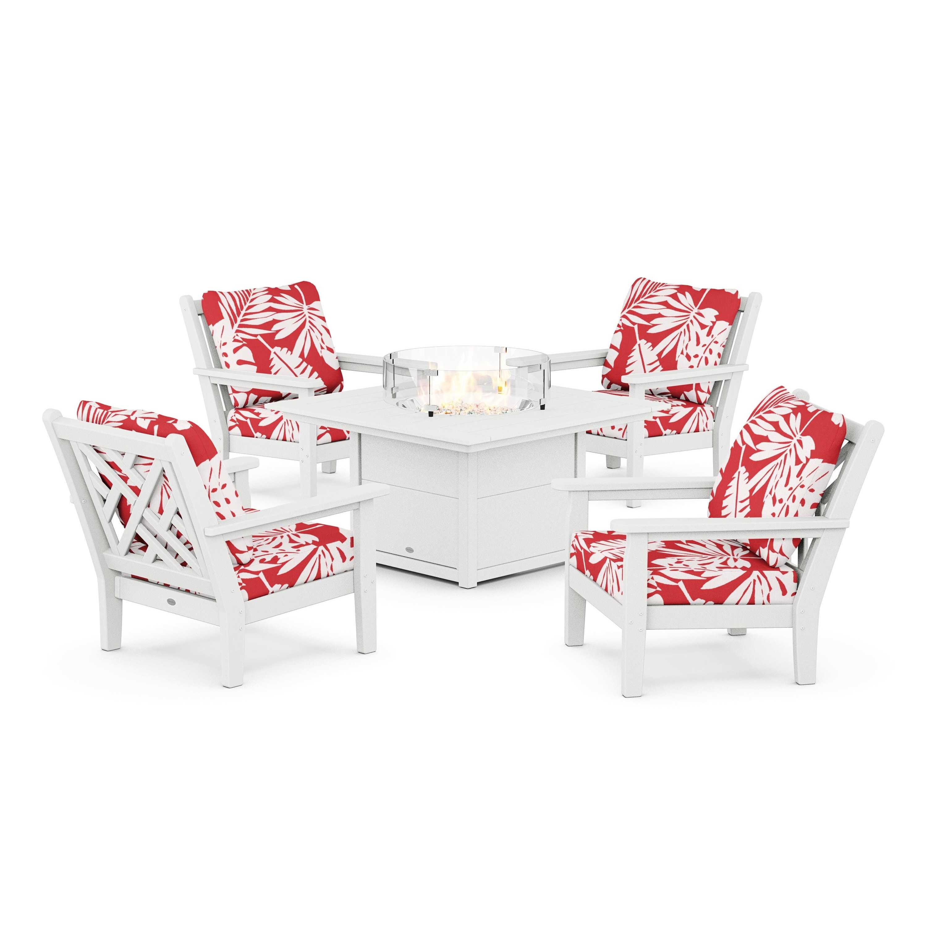 Chippendale 5-Piece Deep Seating Set with Fire Pit Table