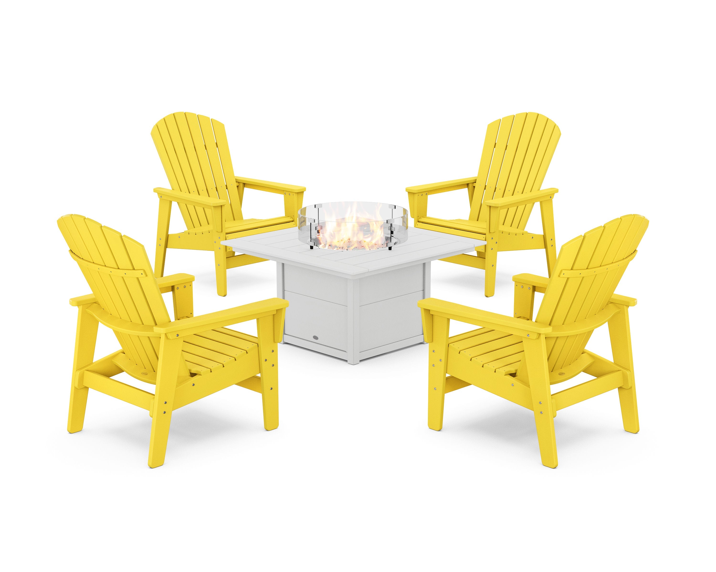 5-Piece Nautical Grand Upright Adirondack Conversation Set with Fire Pit Table