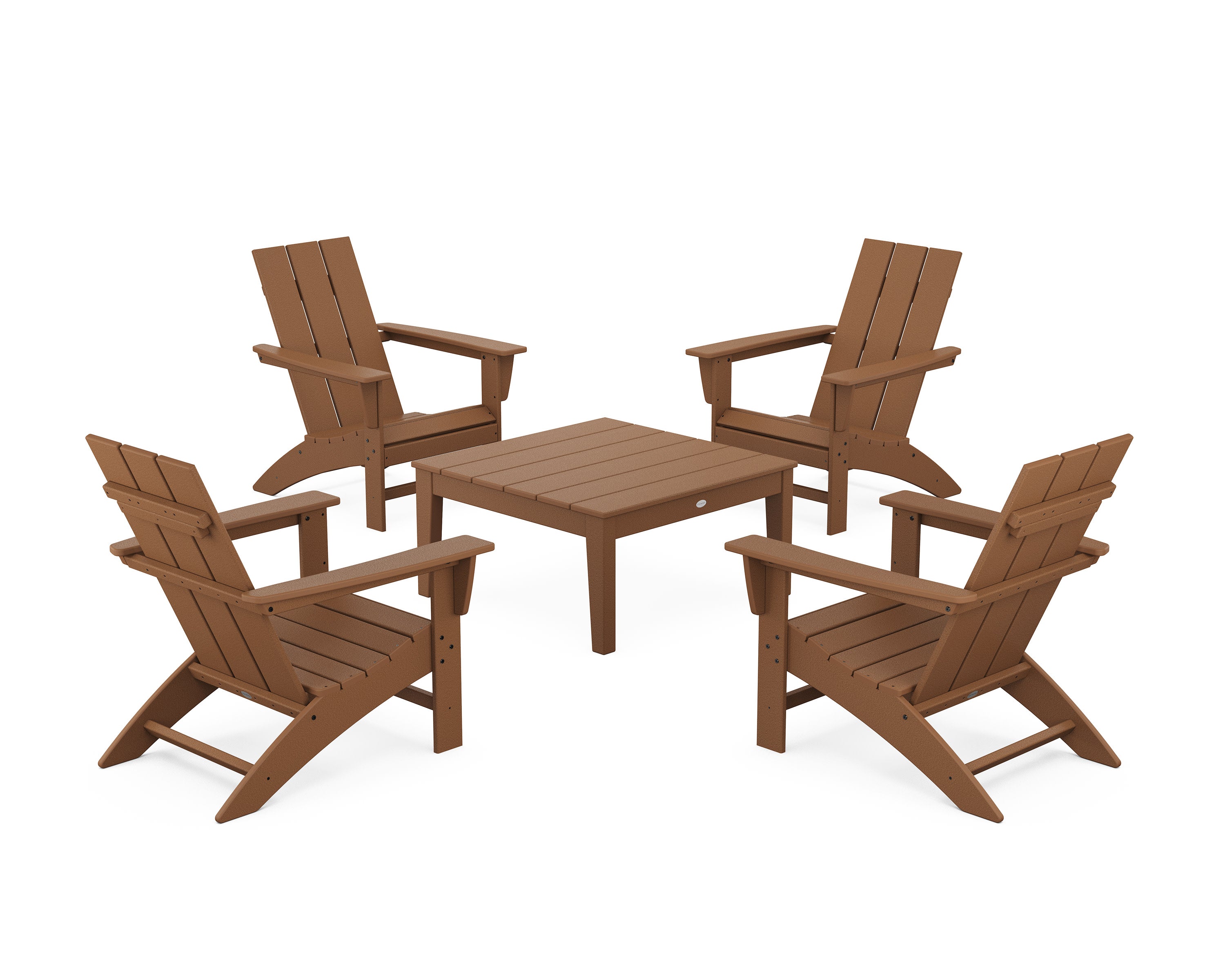 5-Piece Modern Adirondack Chair Conversation Set with 36" Conversation Table