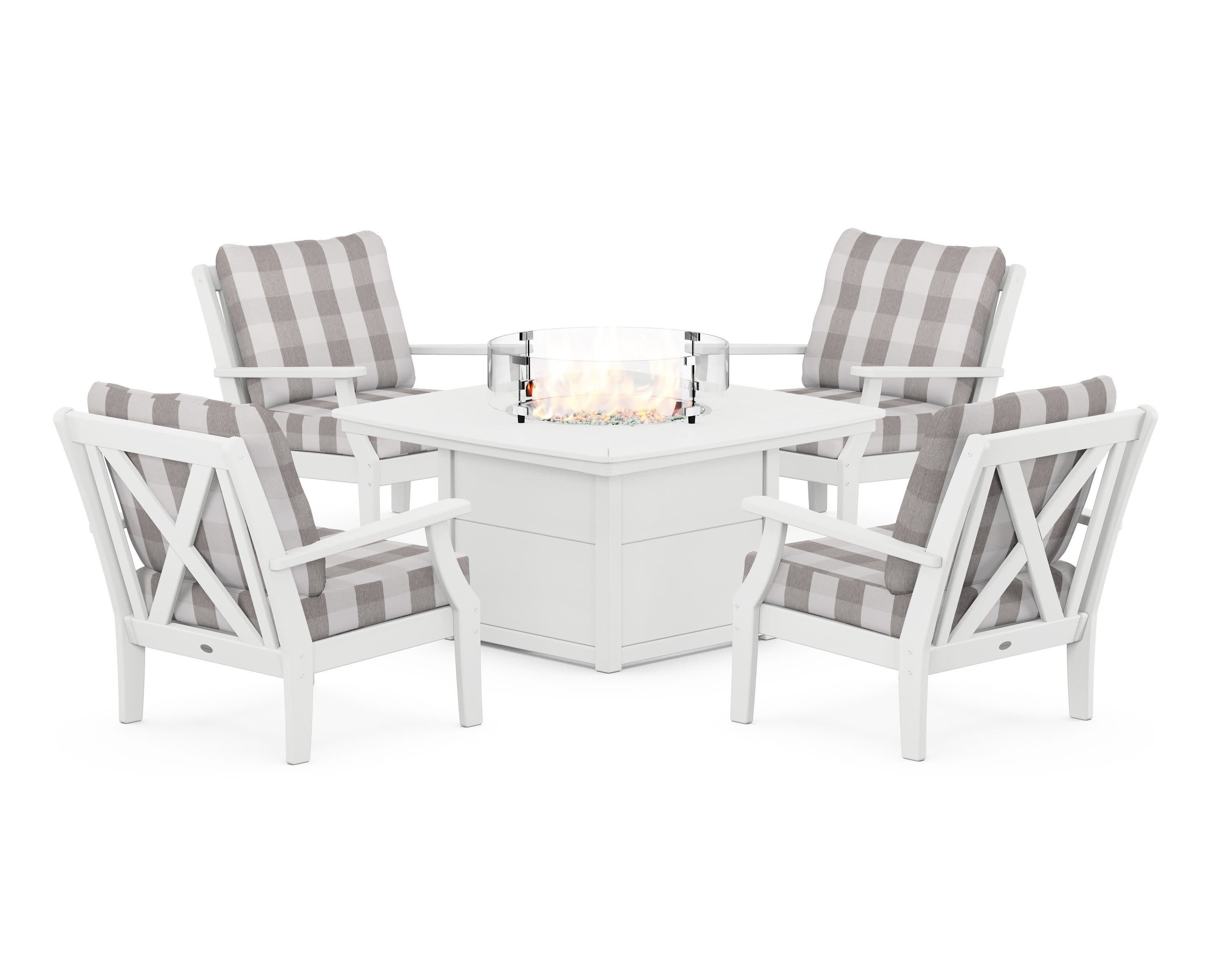 Braxton 5-Piece Deep Seating Conversation Set with Fire Pit Table