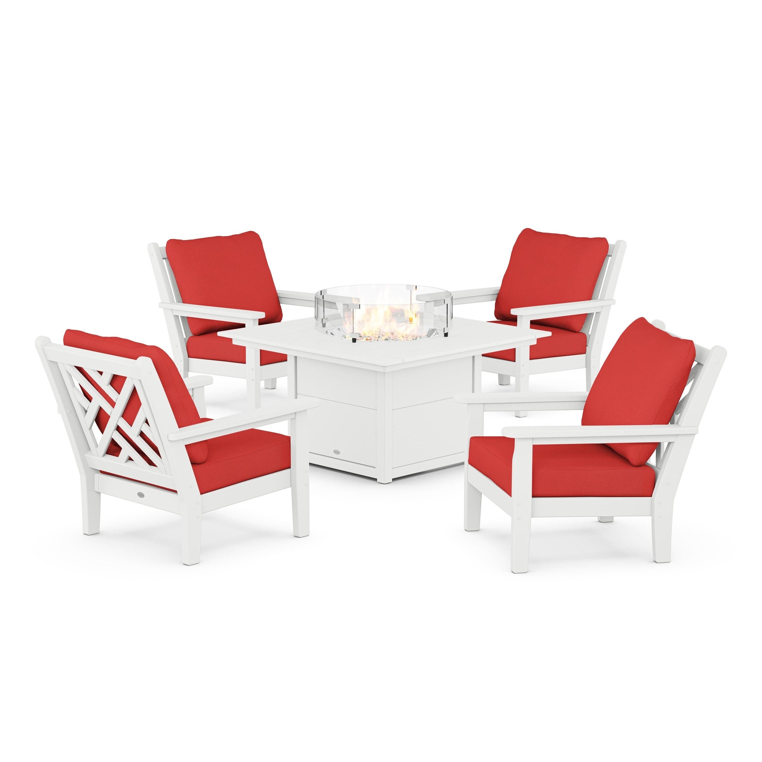 Chippendale 5-Piece Deep Seating Set with Fire Pit Table