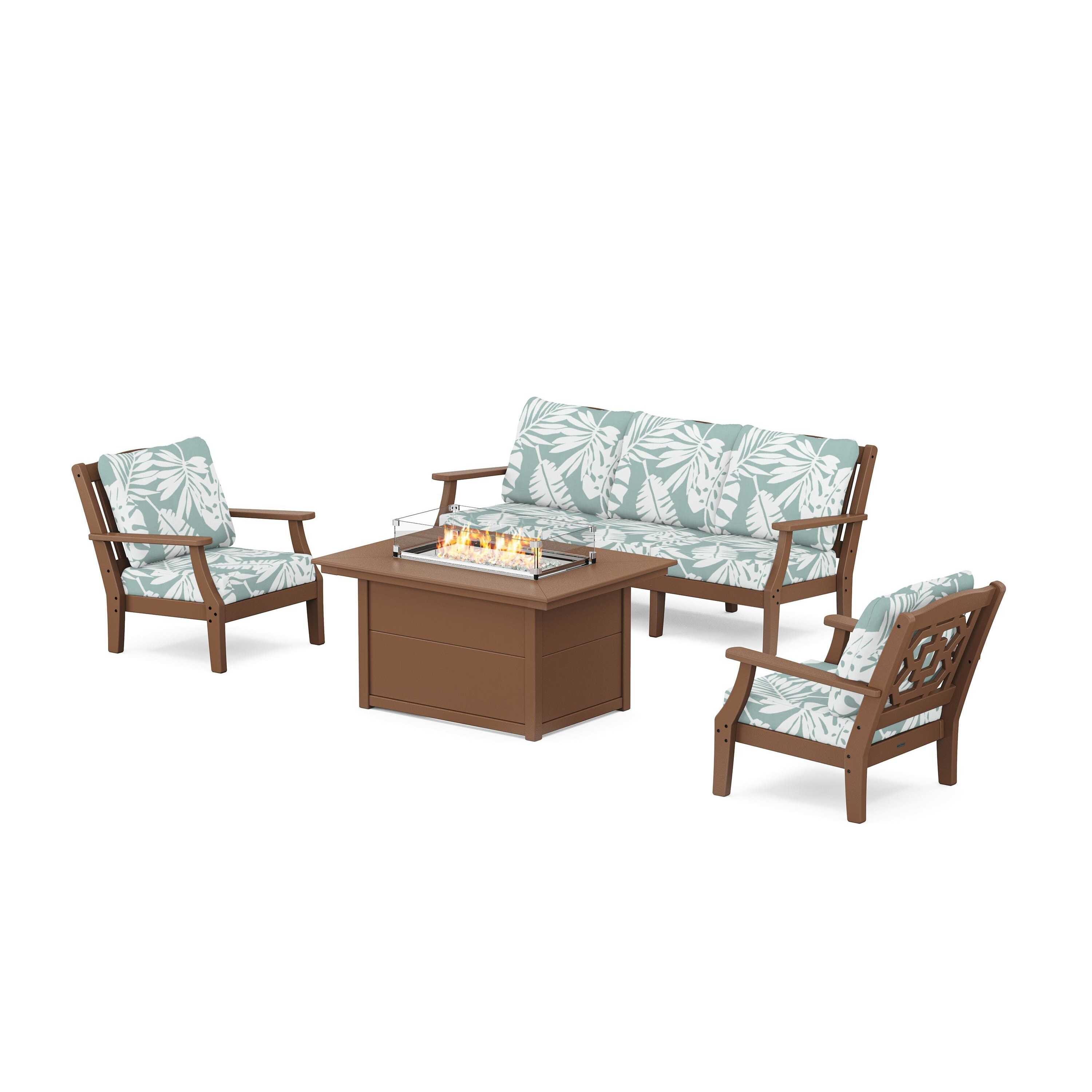 Chinoiserie Deep Seating Fire Pit Table Set