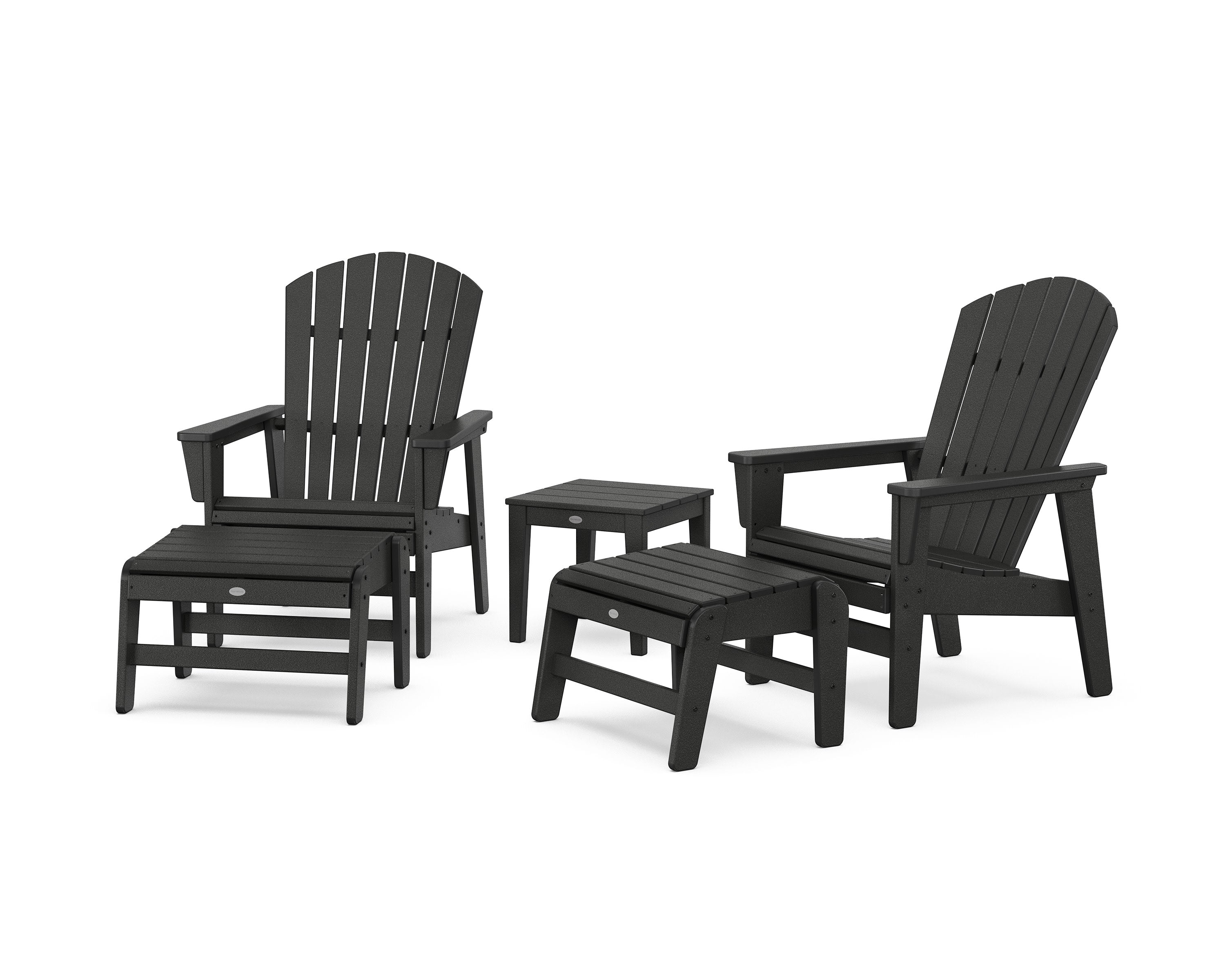 5-Piece Nautical Grand Upright Adirondack Set with Ottomans and Side Table