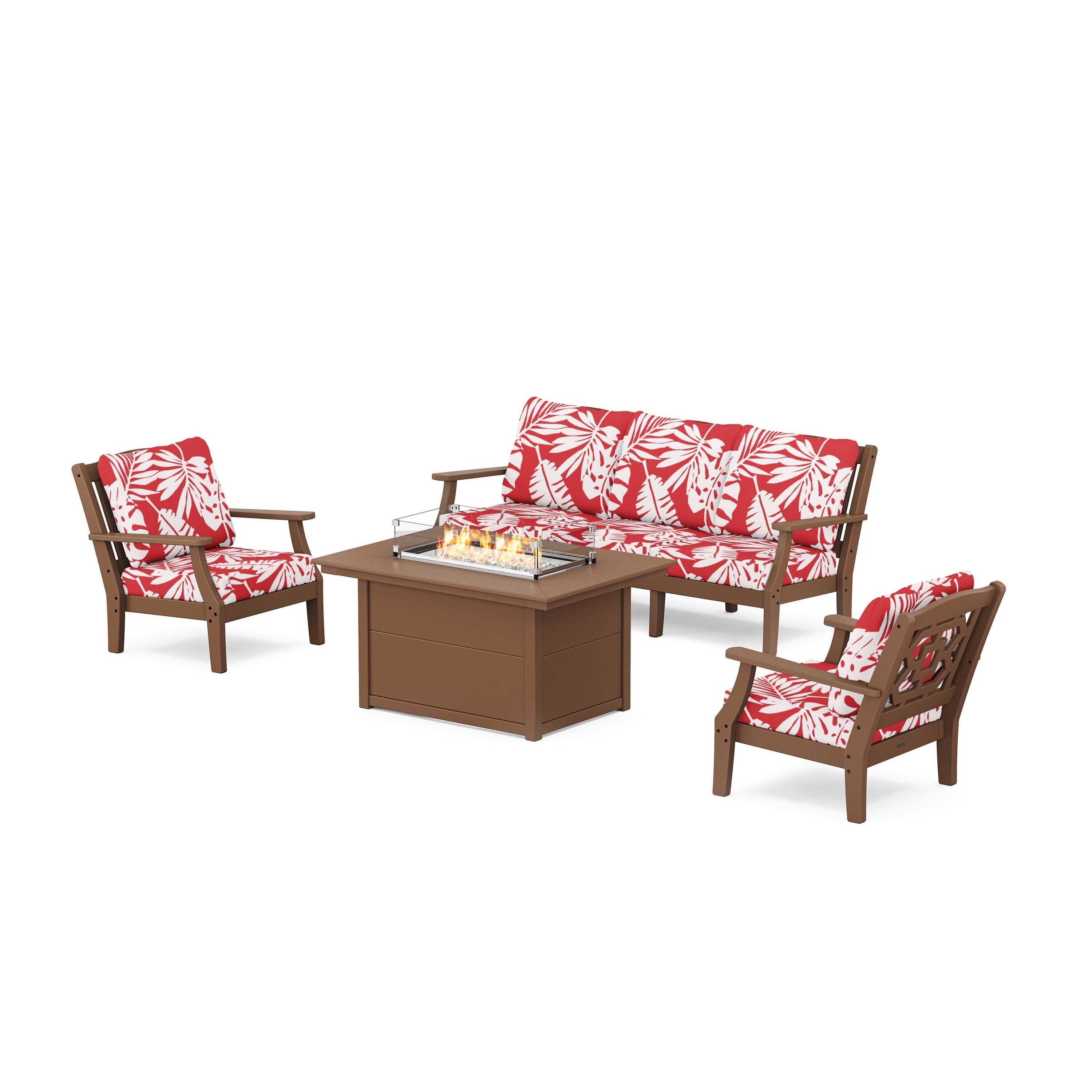 Chinoiserie Deep Seating Fire Pit Table Set