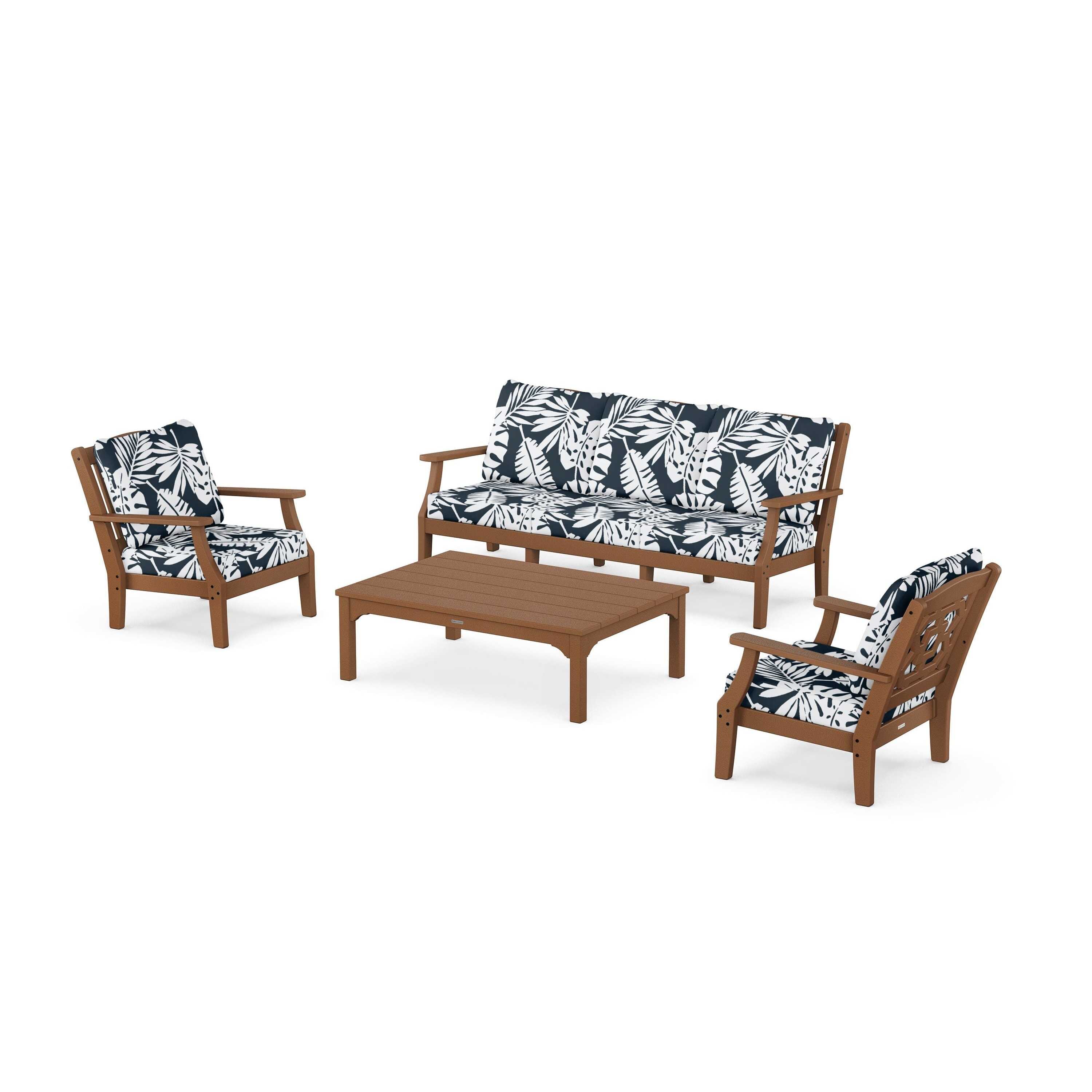 Chinoiserie 4-Piece Deep Seating Set with Sofa