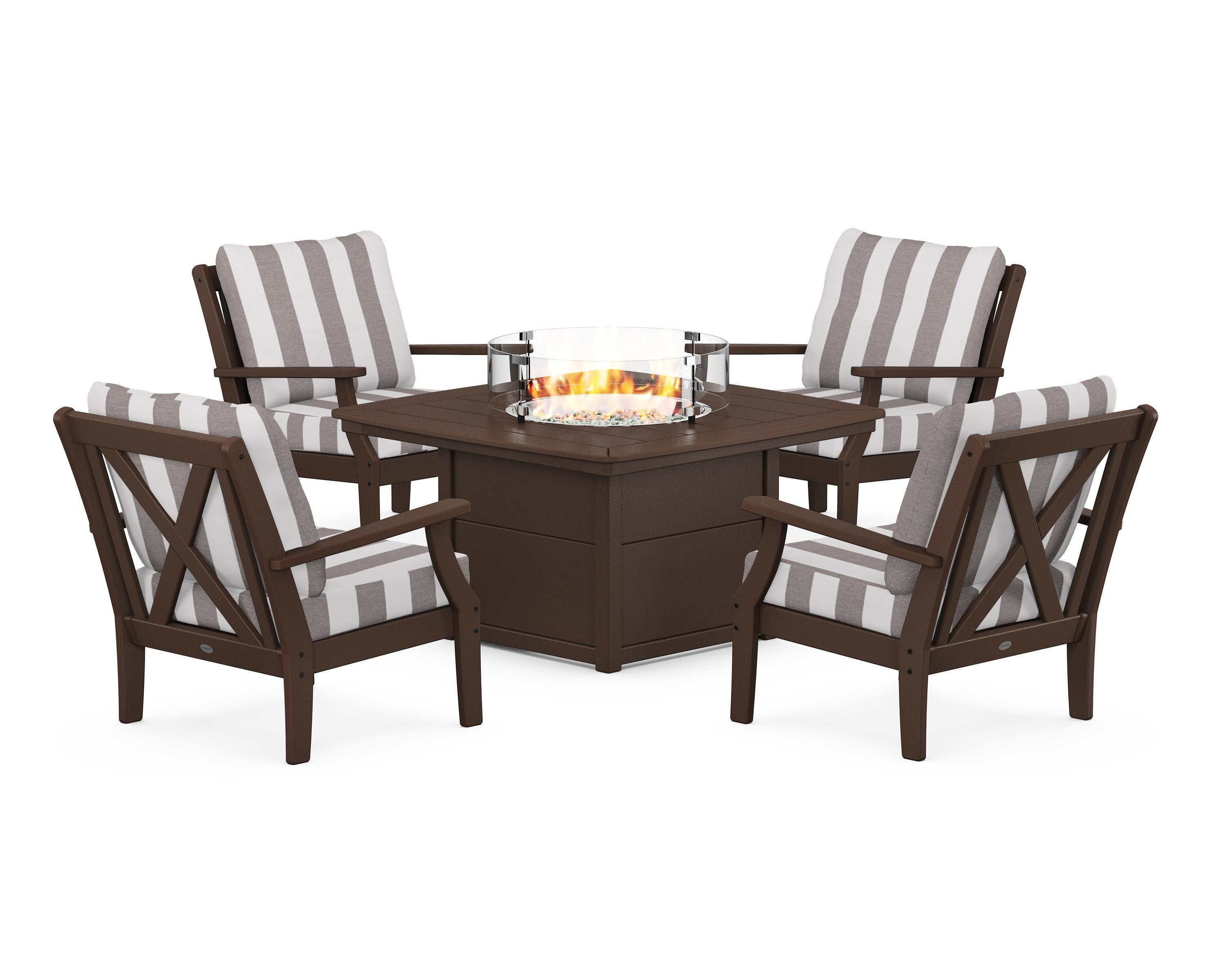 Braxton 5-Piece Deep Seating Conversation Set with Fire Pit Table