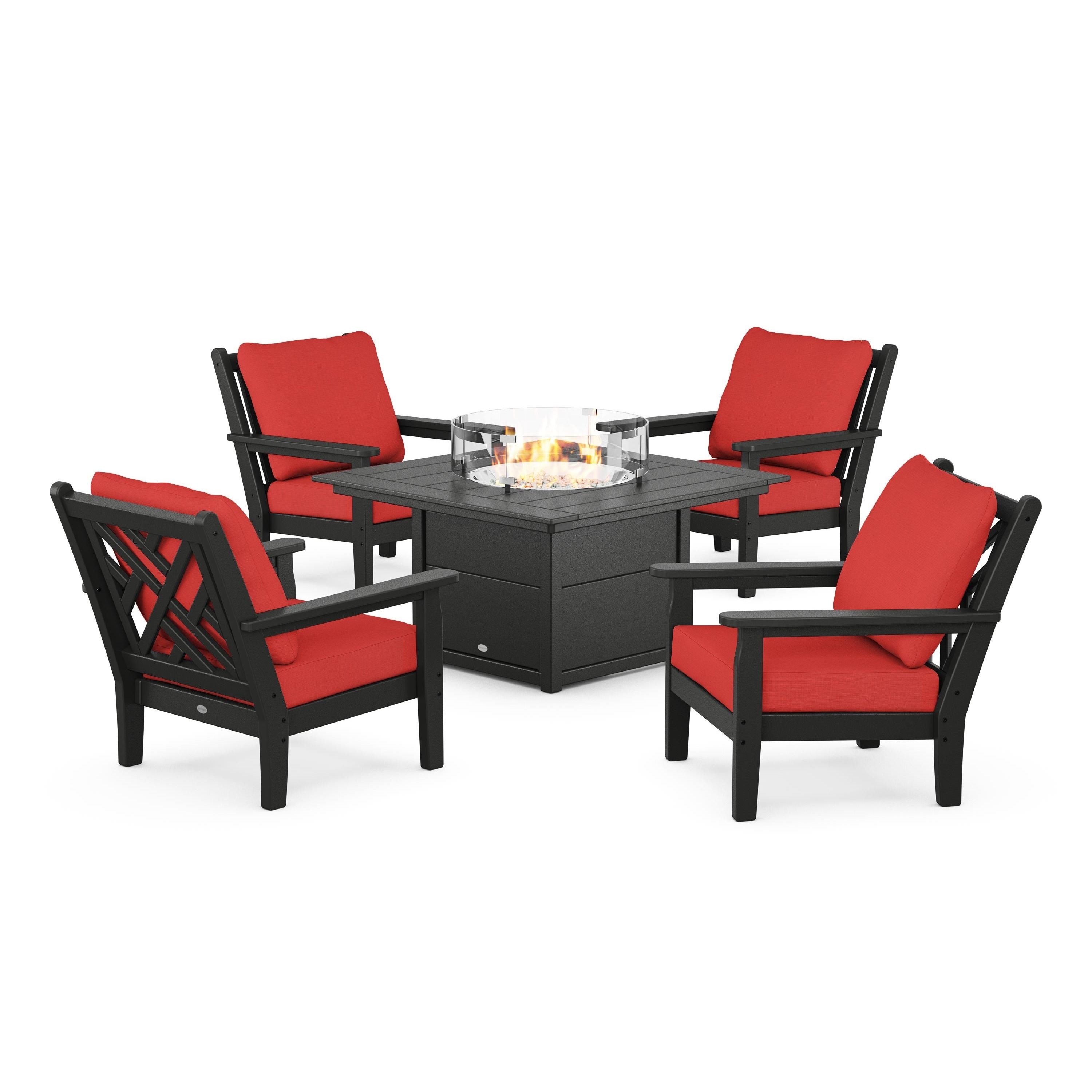 Chippendale 5-Piece Deep Seating Set with Fire Pit Table