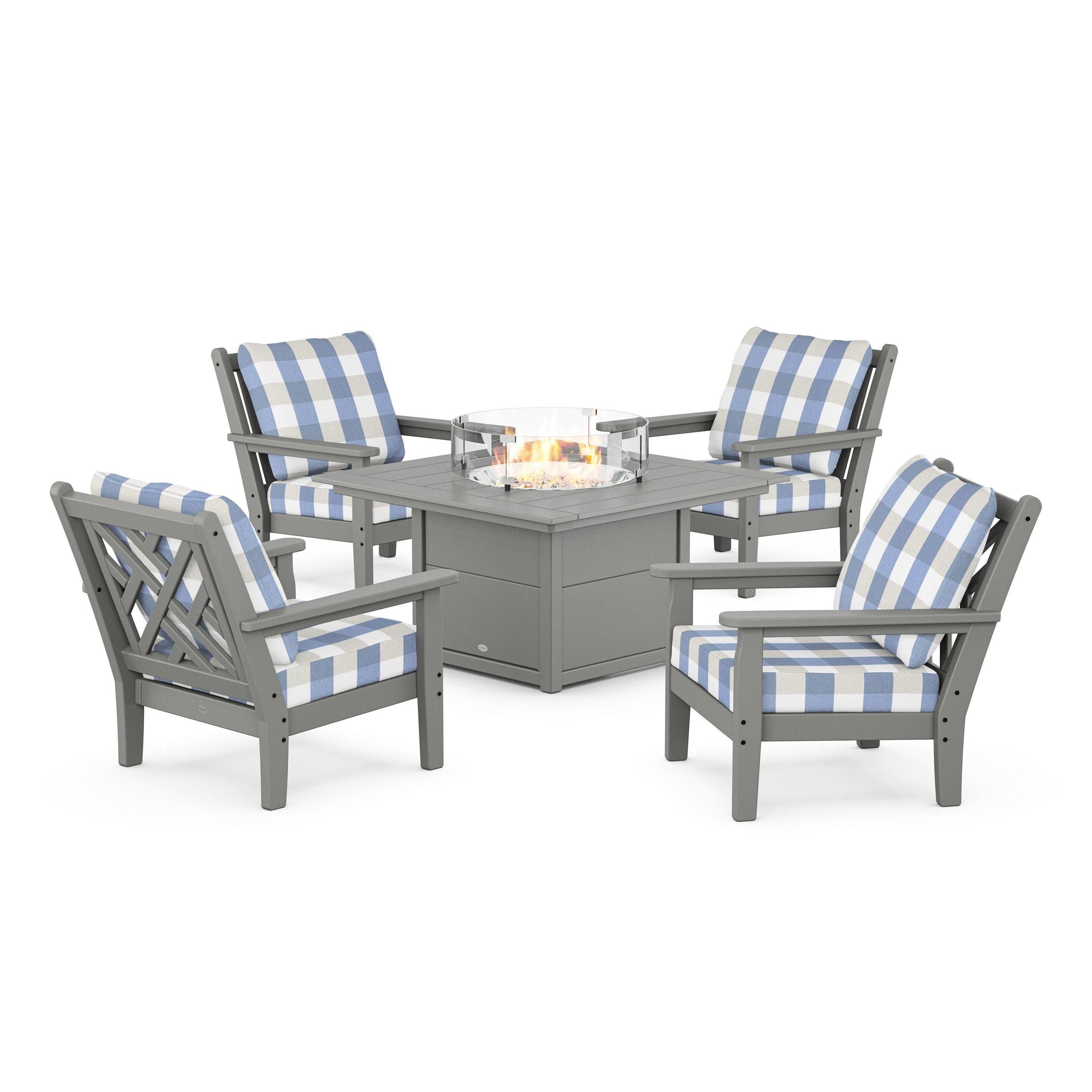 Chippendale 5-Piece Deep Seating Set with Fire Pit Table