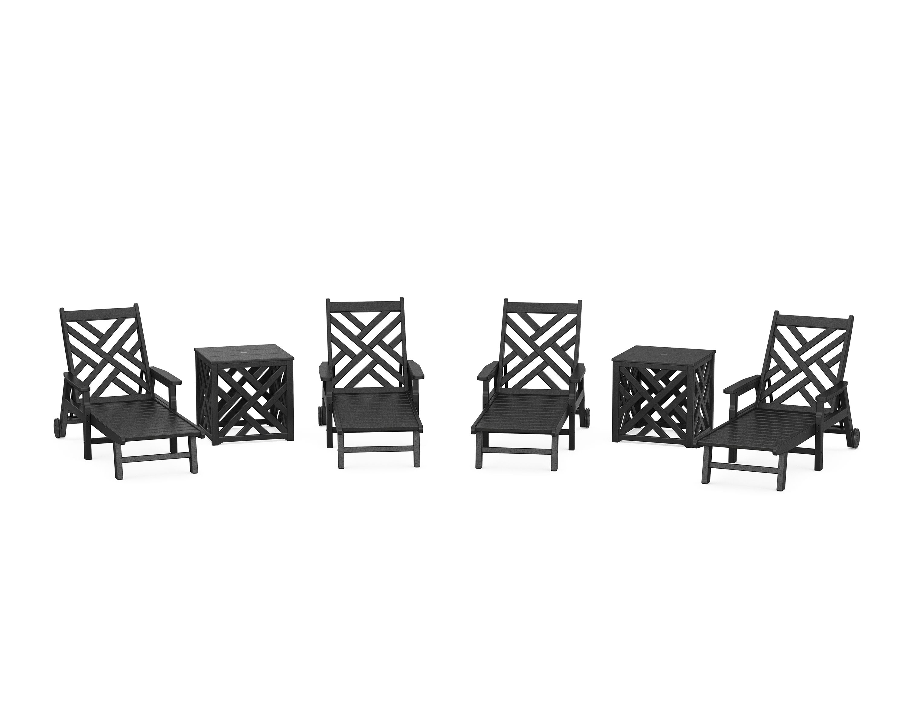 Chippendale 6-Piece Chaise Set with Umbrella Stand Accent Table
