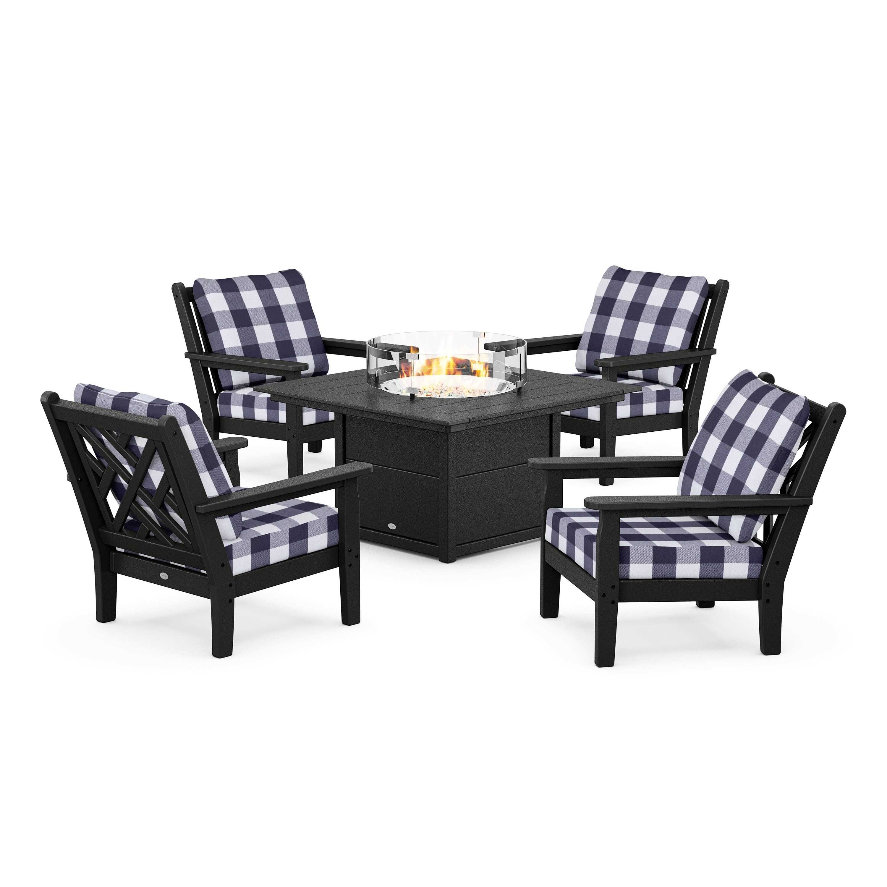 Chippendale 5-Piece Deep Seating Set with Fire Pit Table