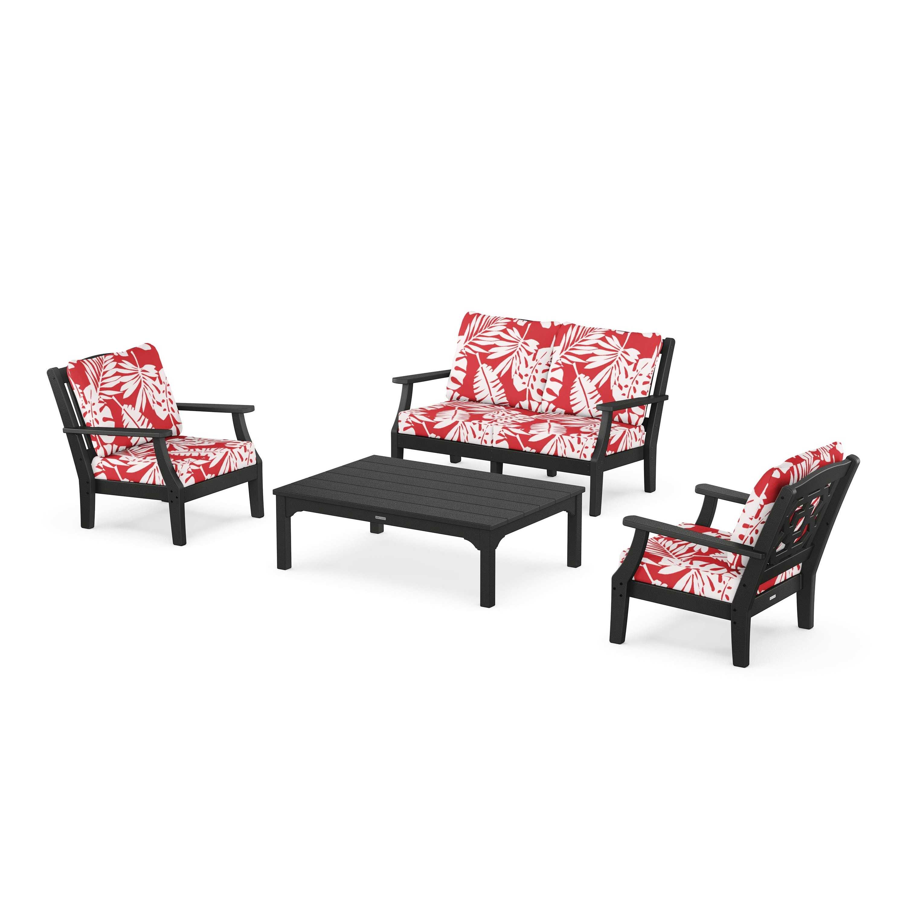 Chinoiserie 4-Piece Deep Seating Set with Loveseat