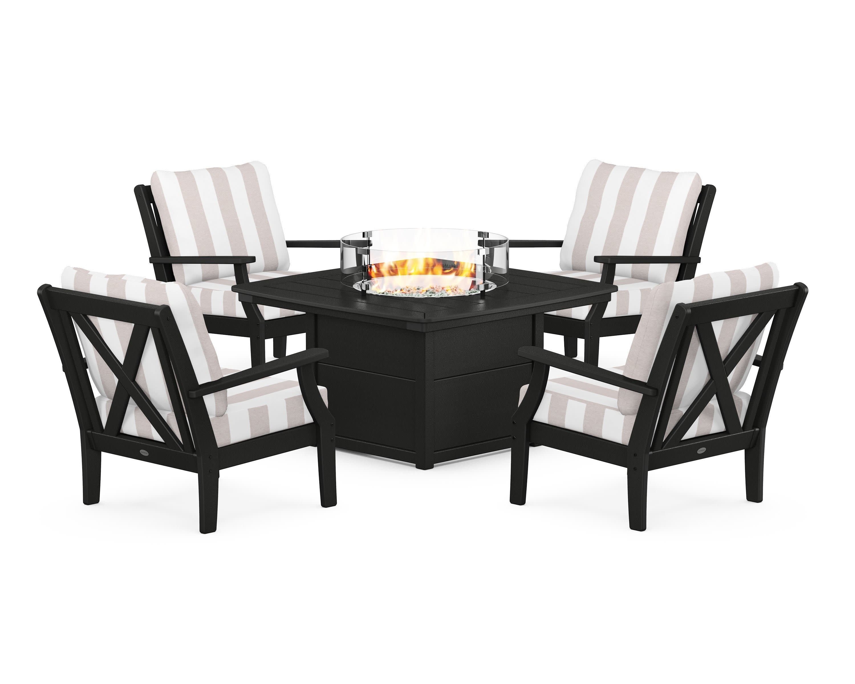 Braxton 5-Piece Deep Seating Conversation Set with Fire Pit Table