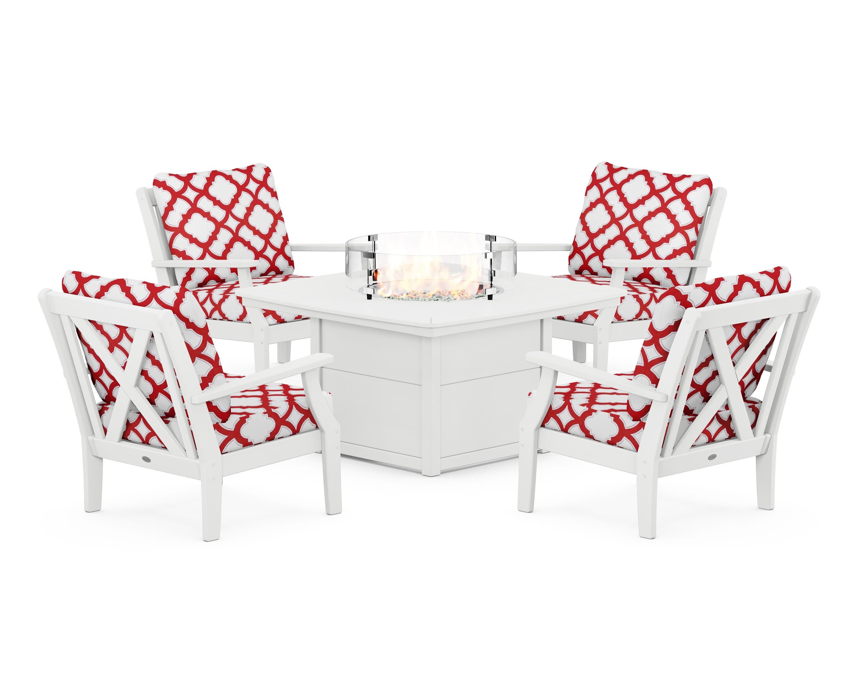 Braxton 5-Piece Deep Seating Conversation Set with Fire Pit Table