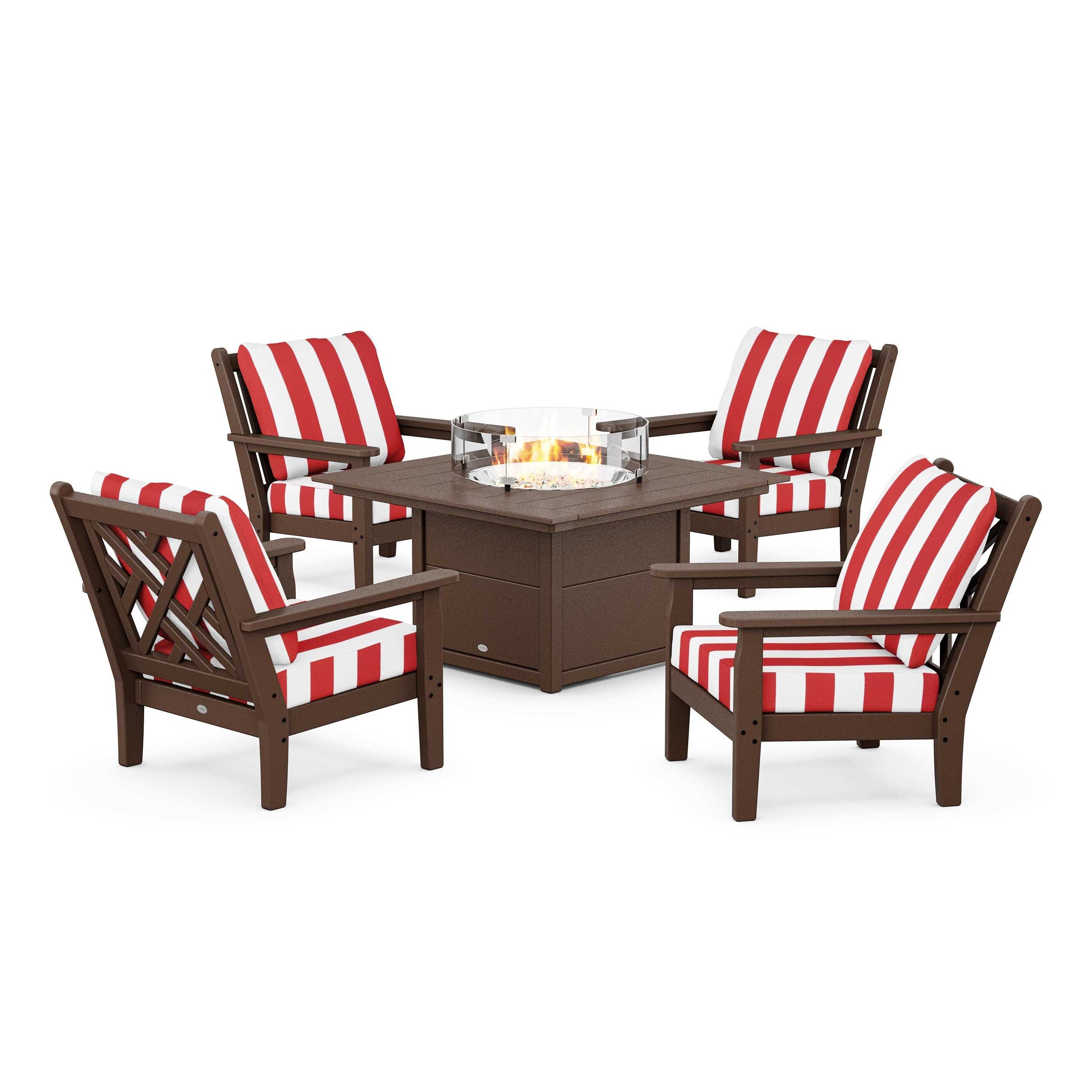 Chippendale 5-Piece Deep Seating Set with Fire Pit Table