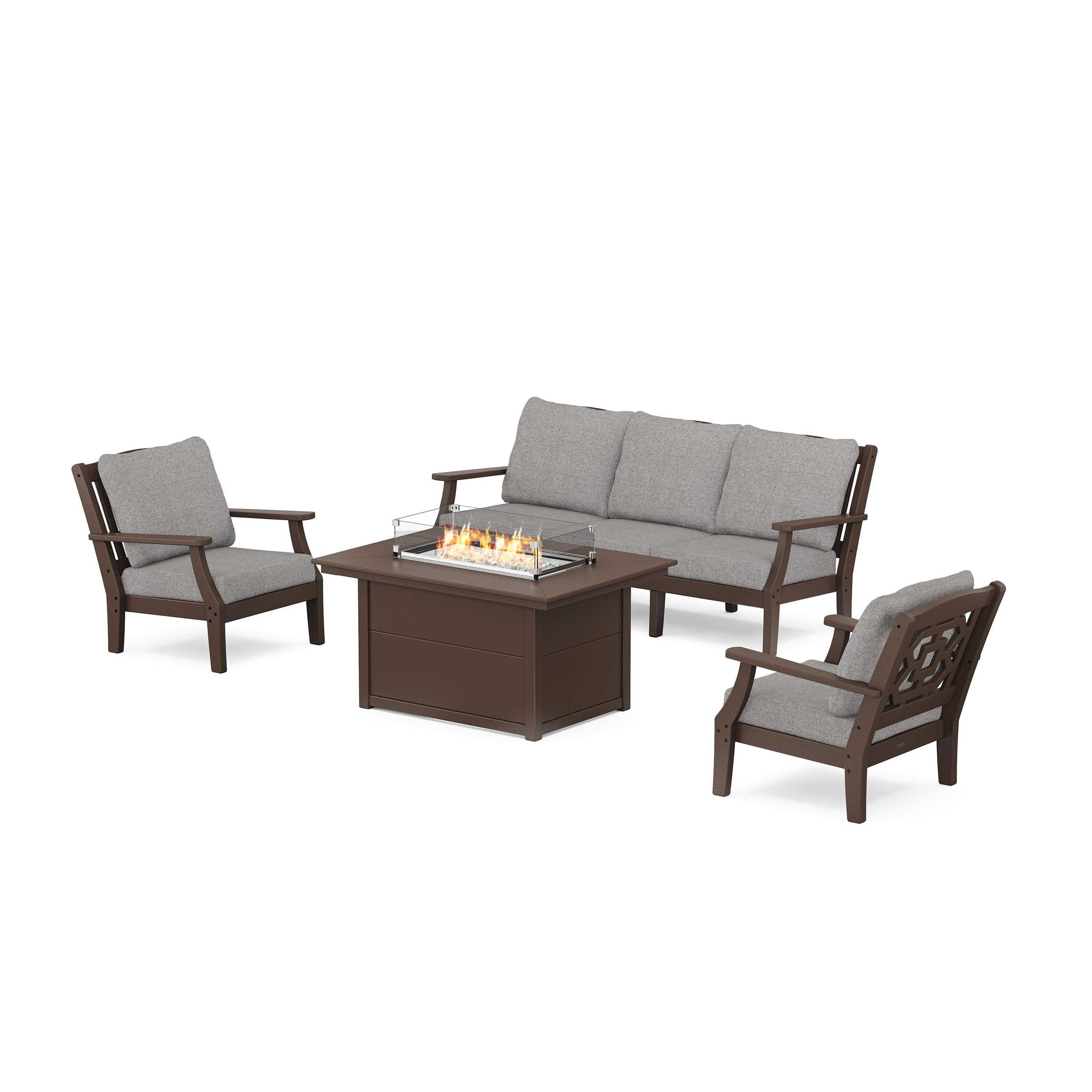 Chinoiserie Deep Seating Fire Pit Table Set