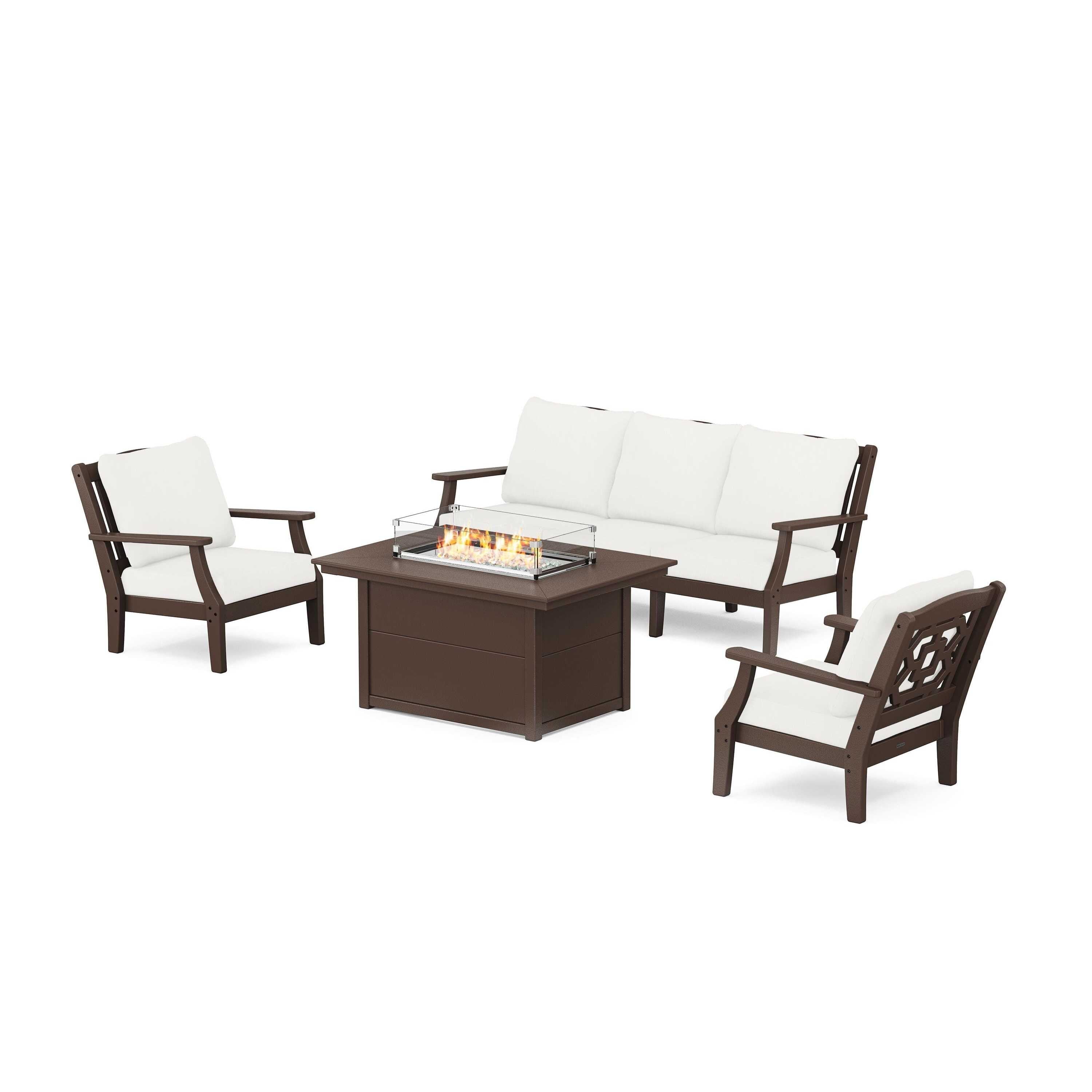 Chinoiserie Deep Seating Fire Pit Table Set