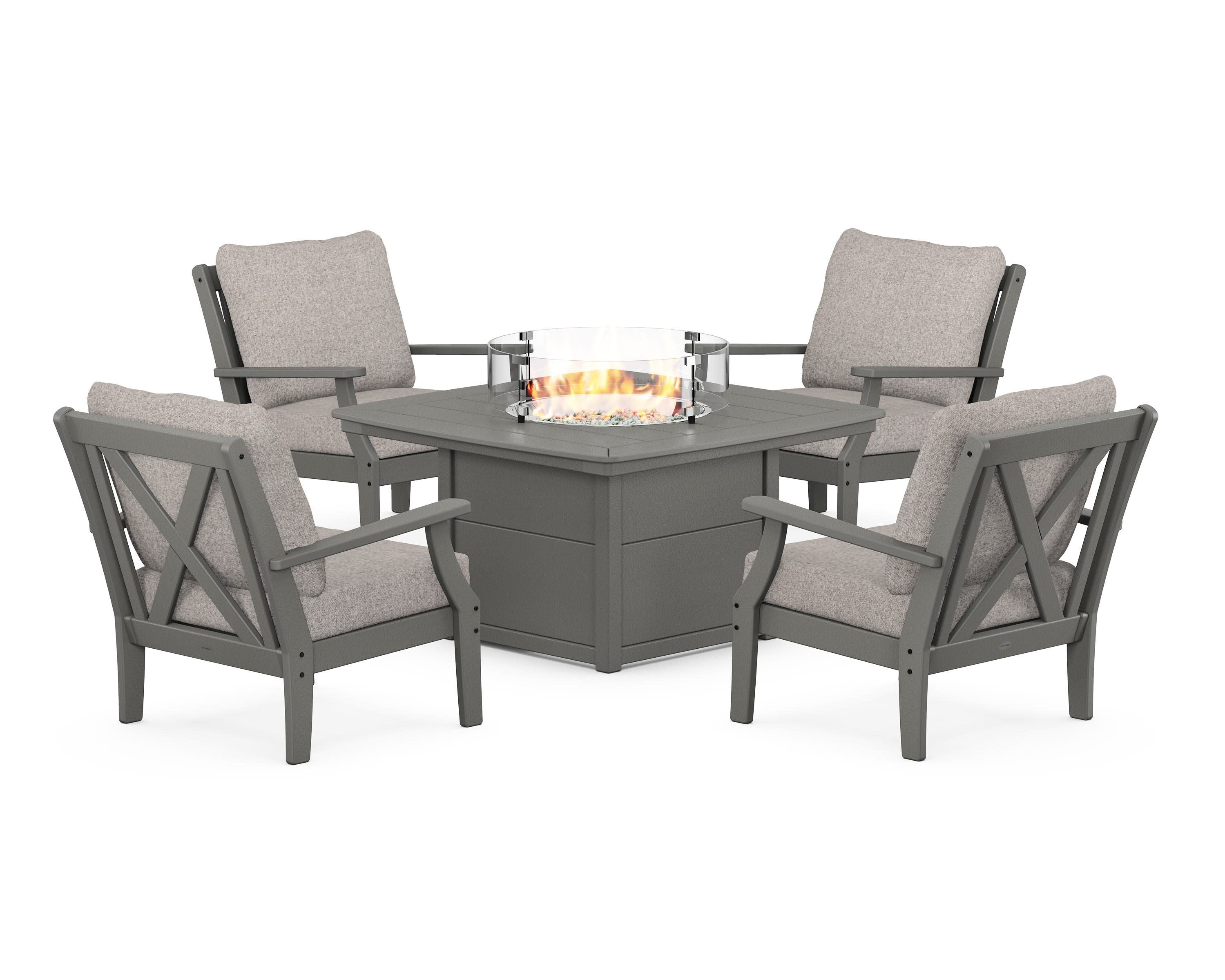 Braxton 5-Piece Deep Seating Conversation Set with Fire Pit Table