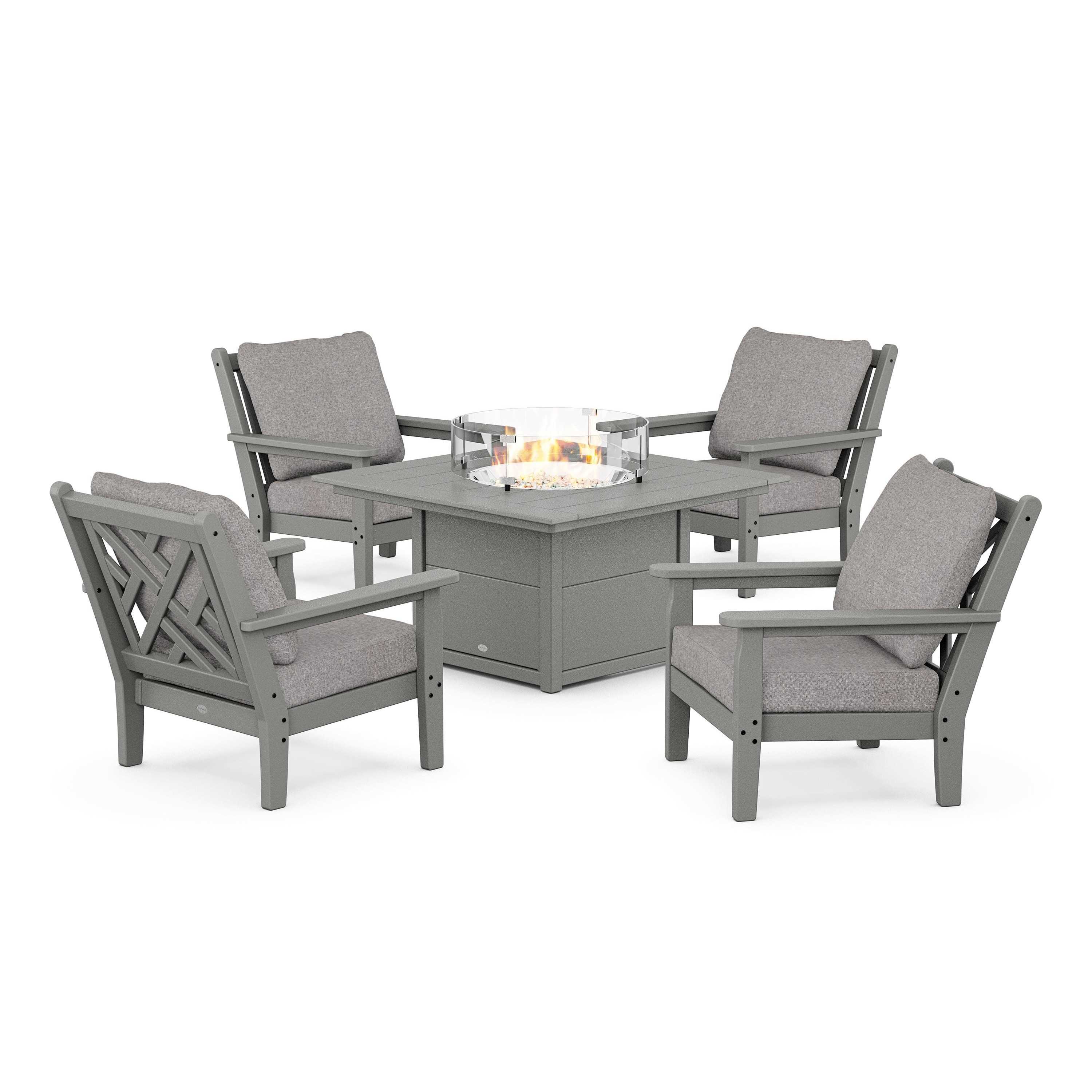 Chippendale 5-Piece Deep Seating Set with Fire Pit Table