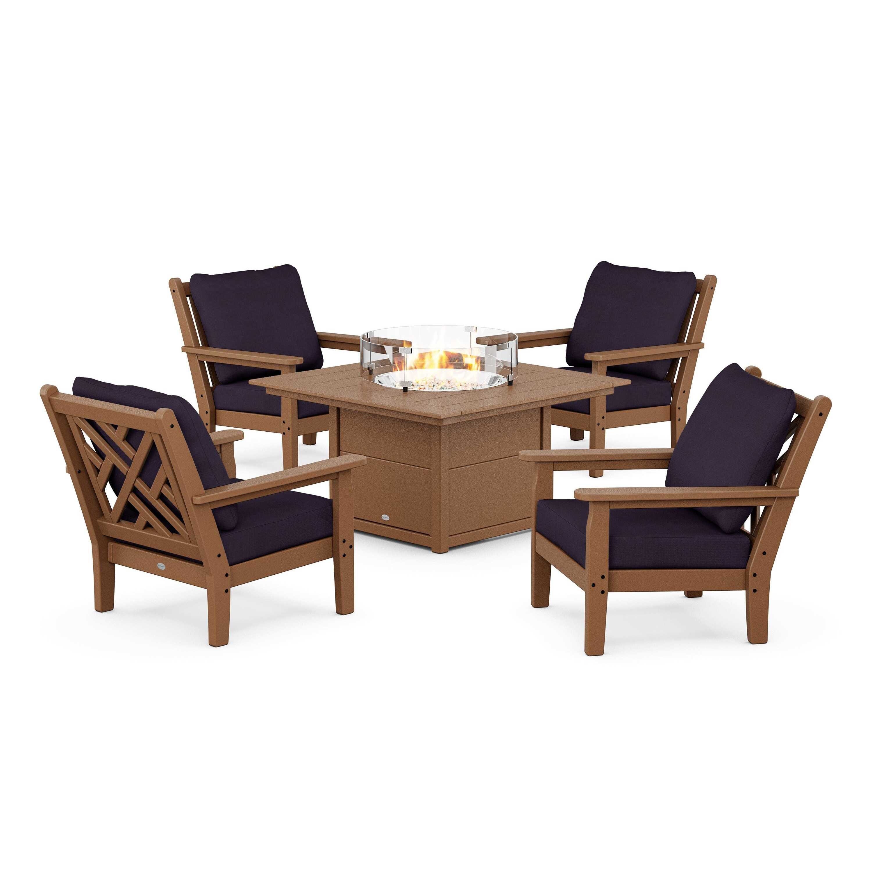 Chippendale 5-Piece Deep Seating Set with Fire Pit Table