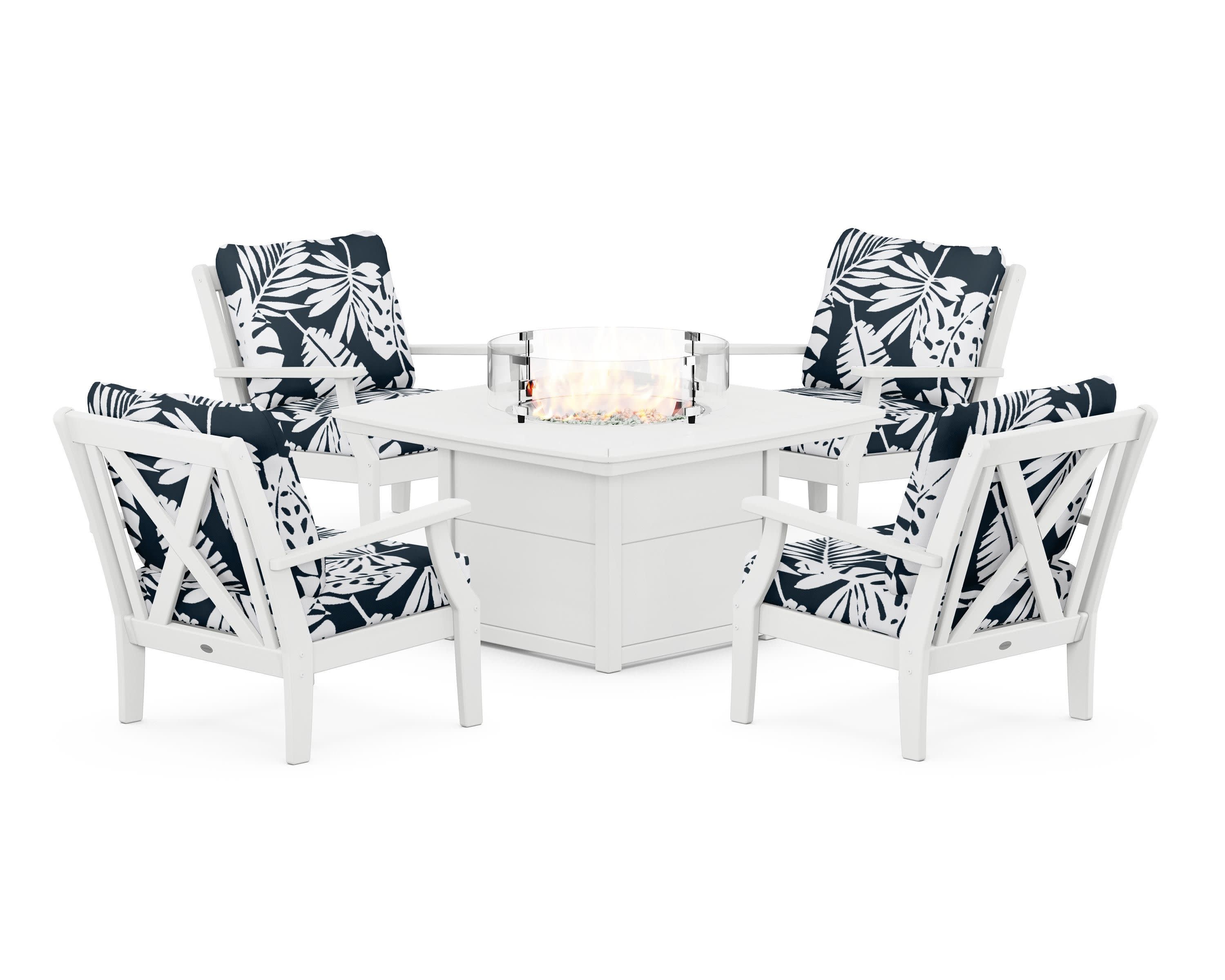 Braxton 5-Piece Deep Seating Conversation Set with Fire Pit Table