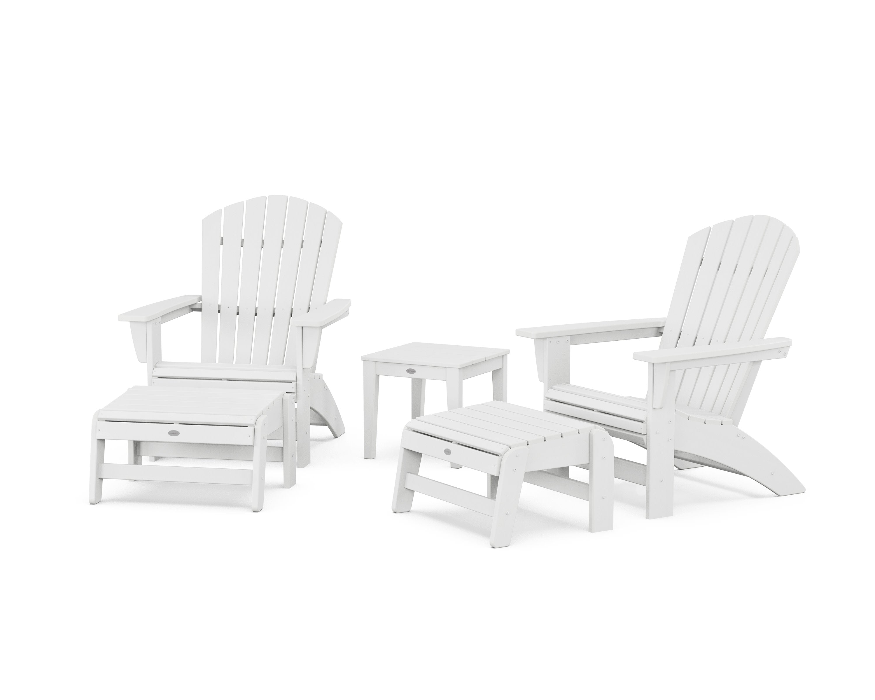 5-Piece Nautical Grand Adirondack Set with Ottomans and Side Table