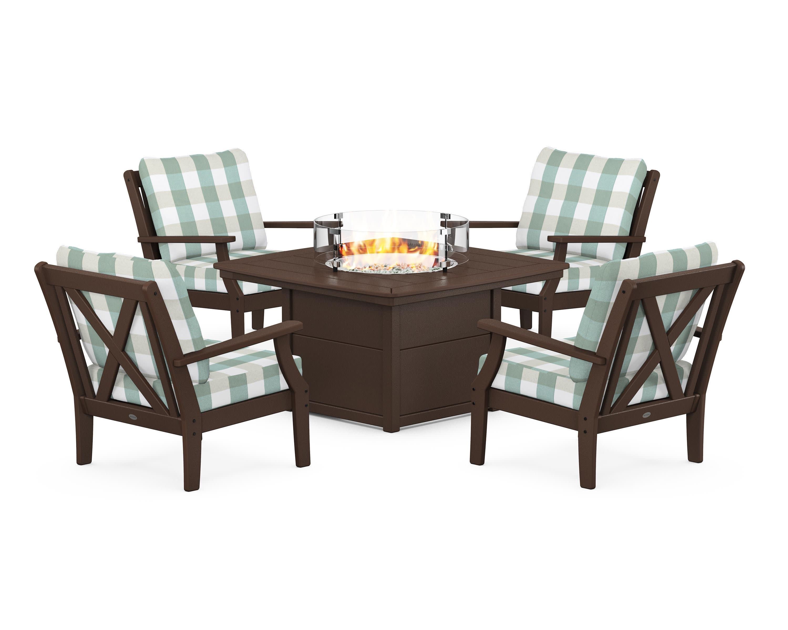 Braxton 5-Piece Deep Seating Conversation Set with Fire Pit Table