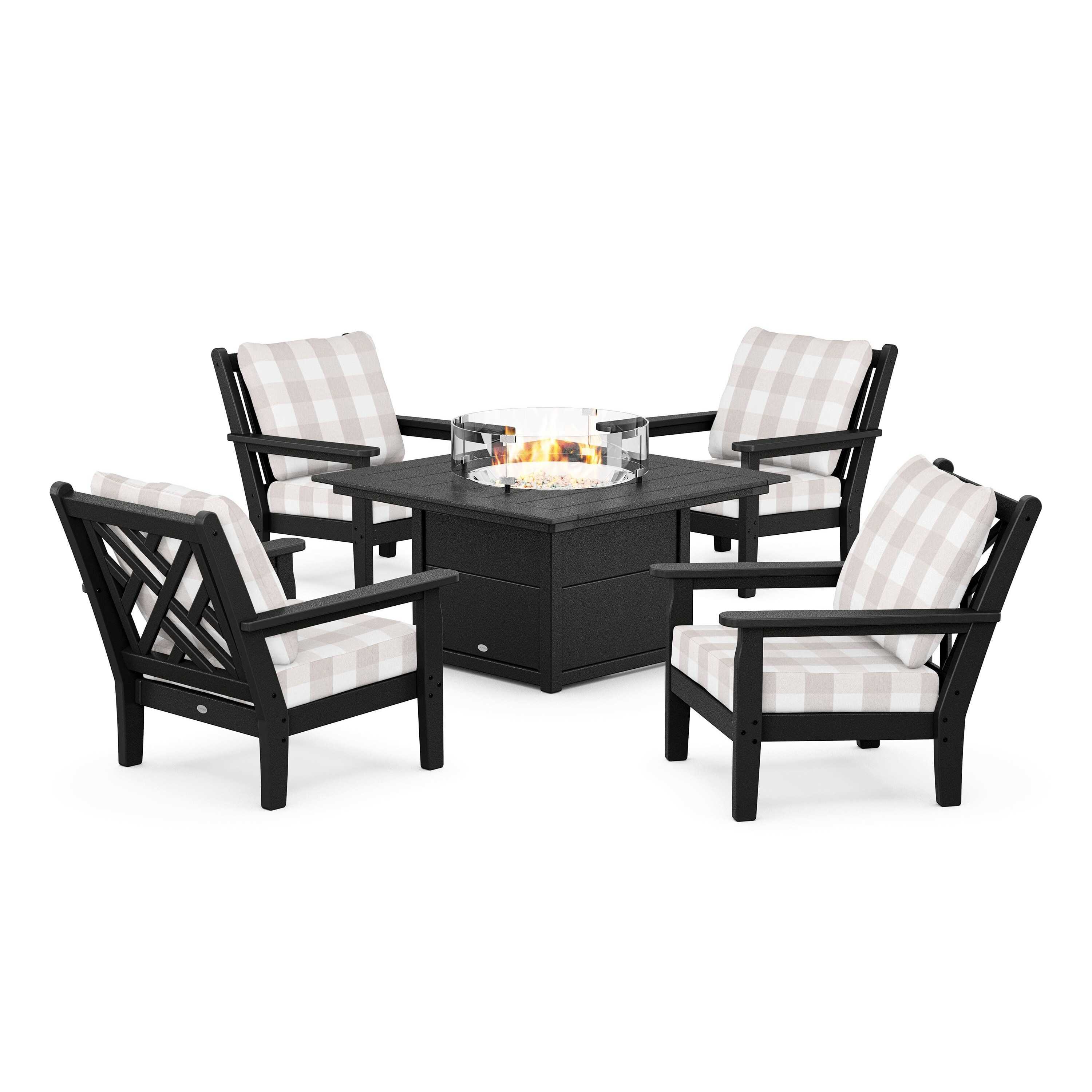 Chippendale 5-Piece Deep Seating Set with Fire Pit Table