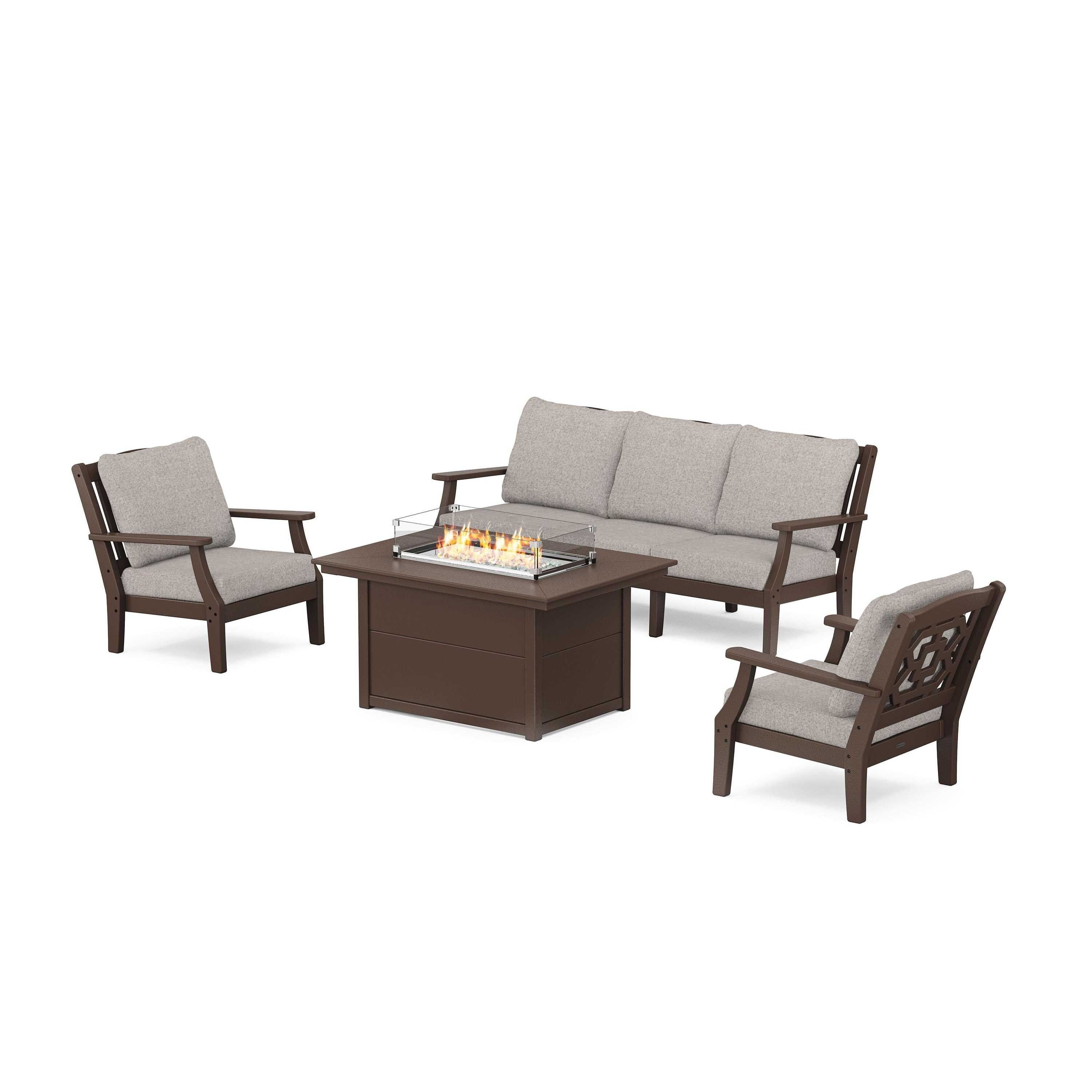 Chinoiserie Deep Seating Fire Pit Table Set