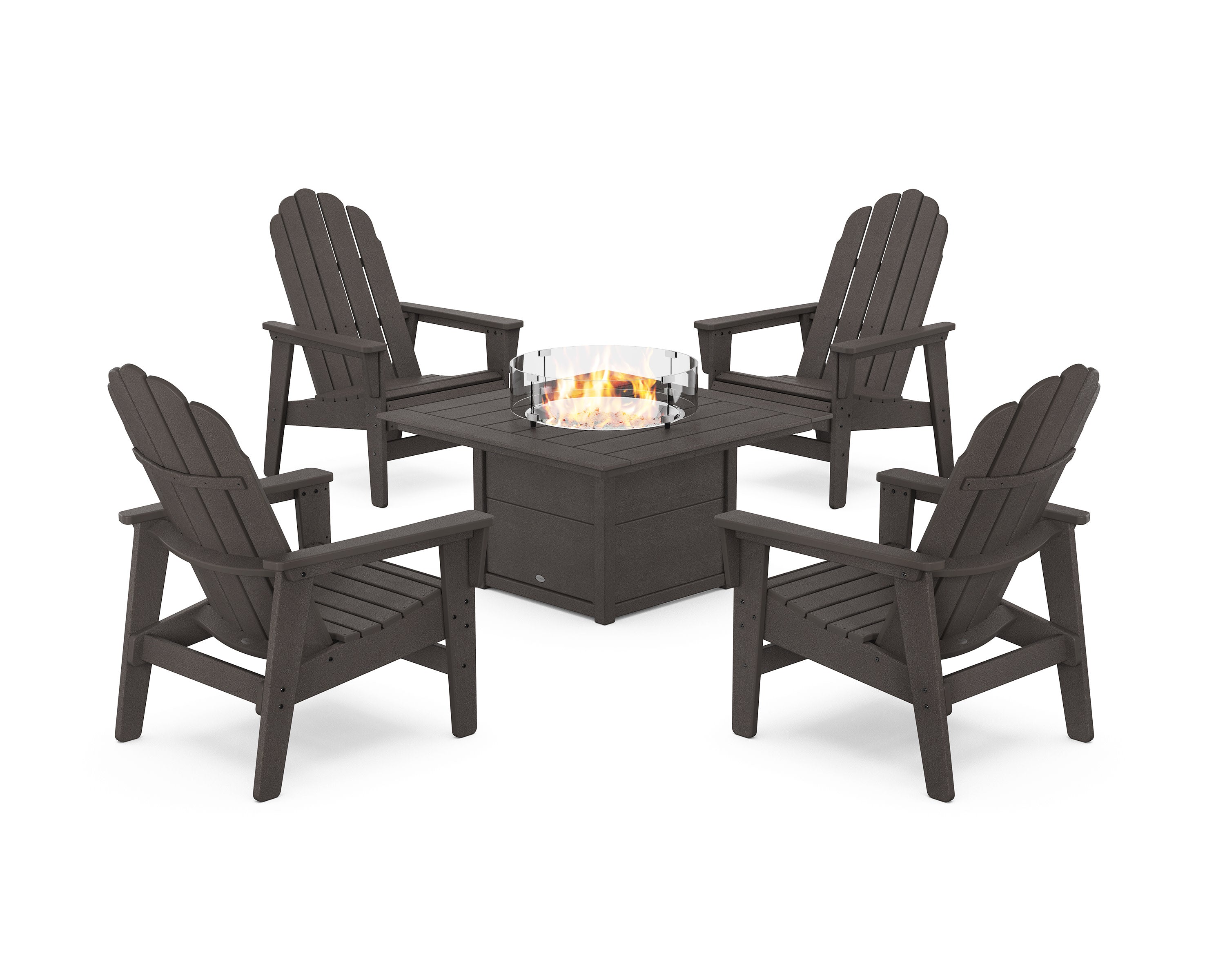 5-Piece Vineyard Grand Upright Adirondack Conversation Set with Fire Pit Table