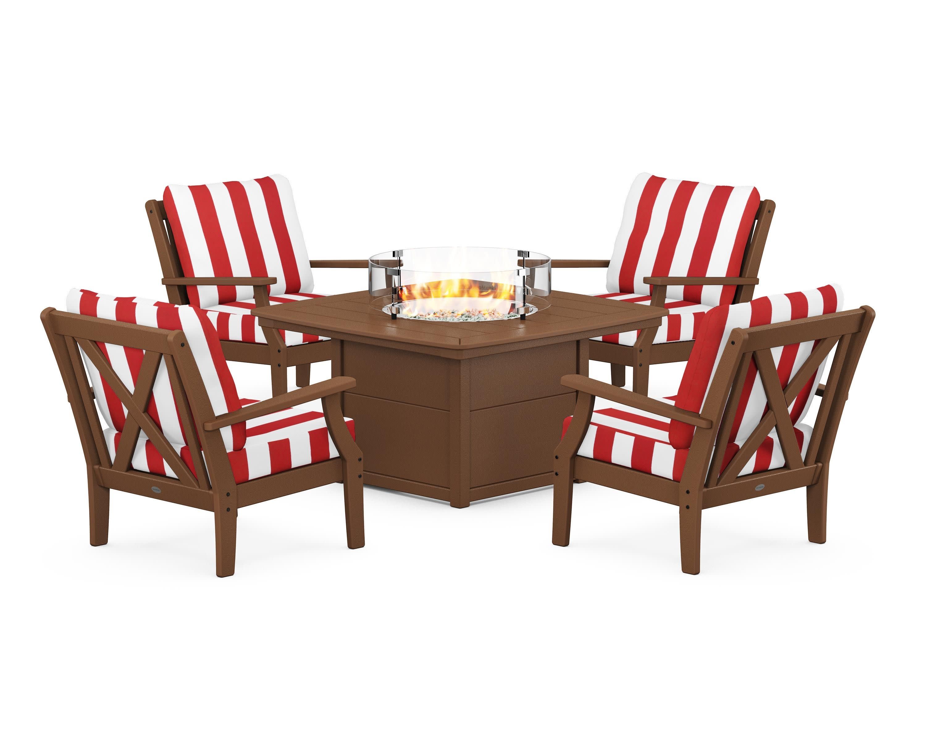 Braxton 5-Piece Deep Seating Conversation Set with Fire Pit Table