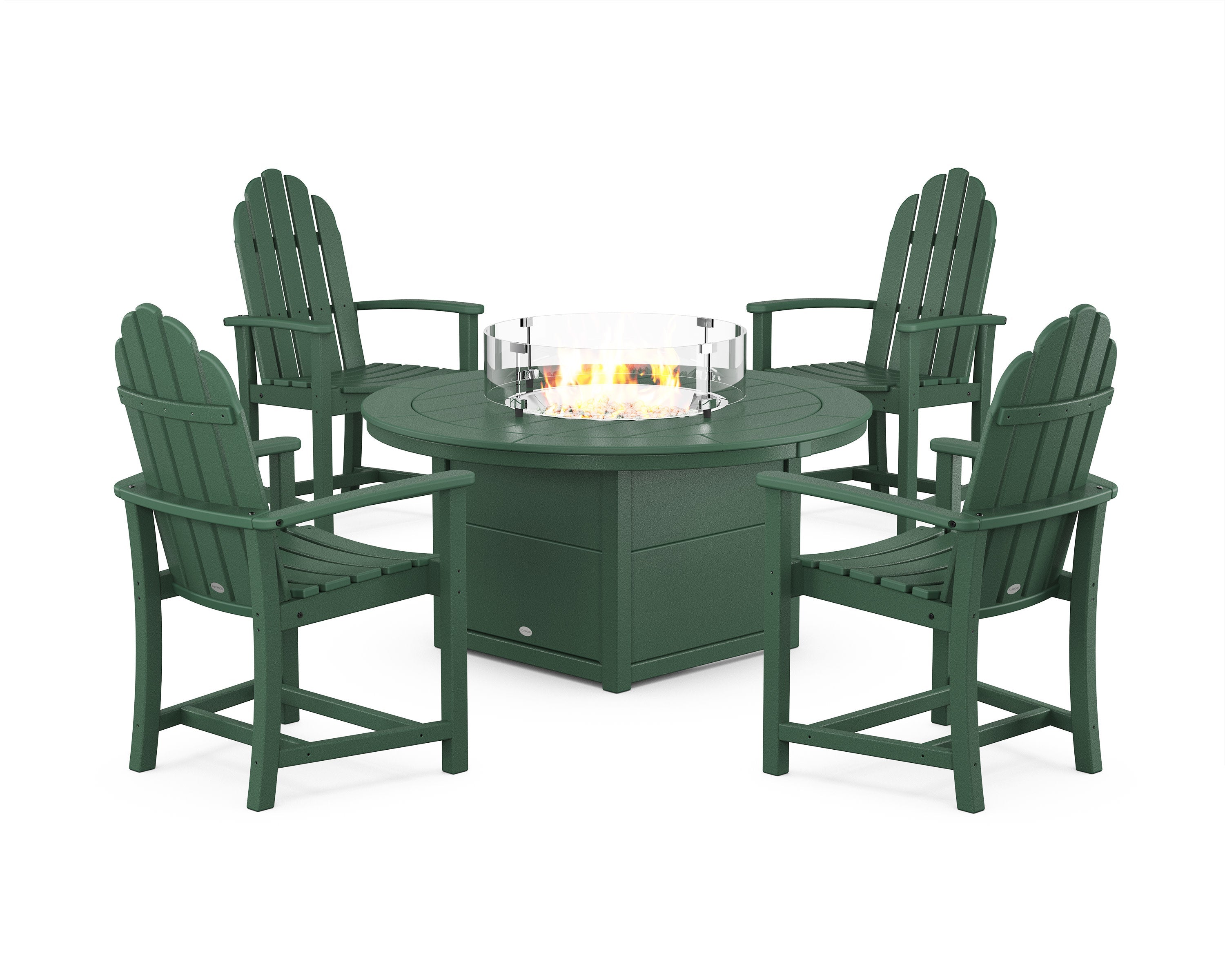 Classic 4-Piece Upright Adirondack Conversation Set with Fire Pit Table