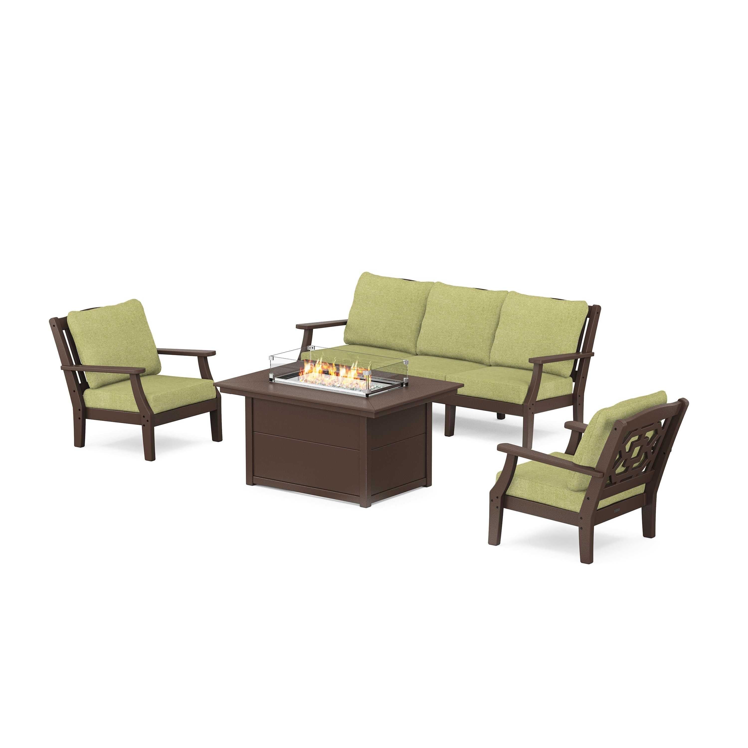Chinoiserie Deep Seating Fire Pit Table Set