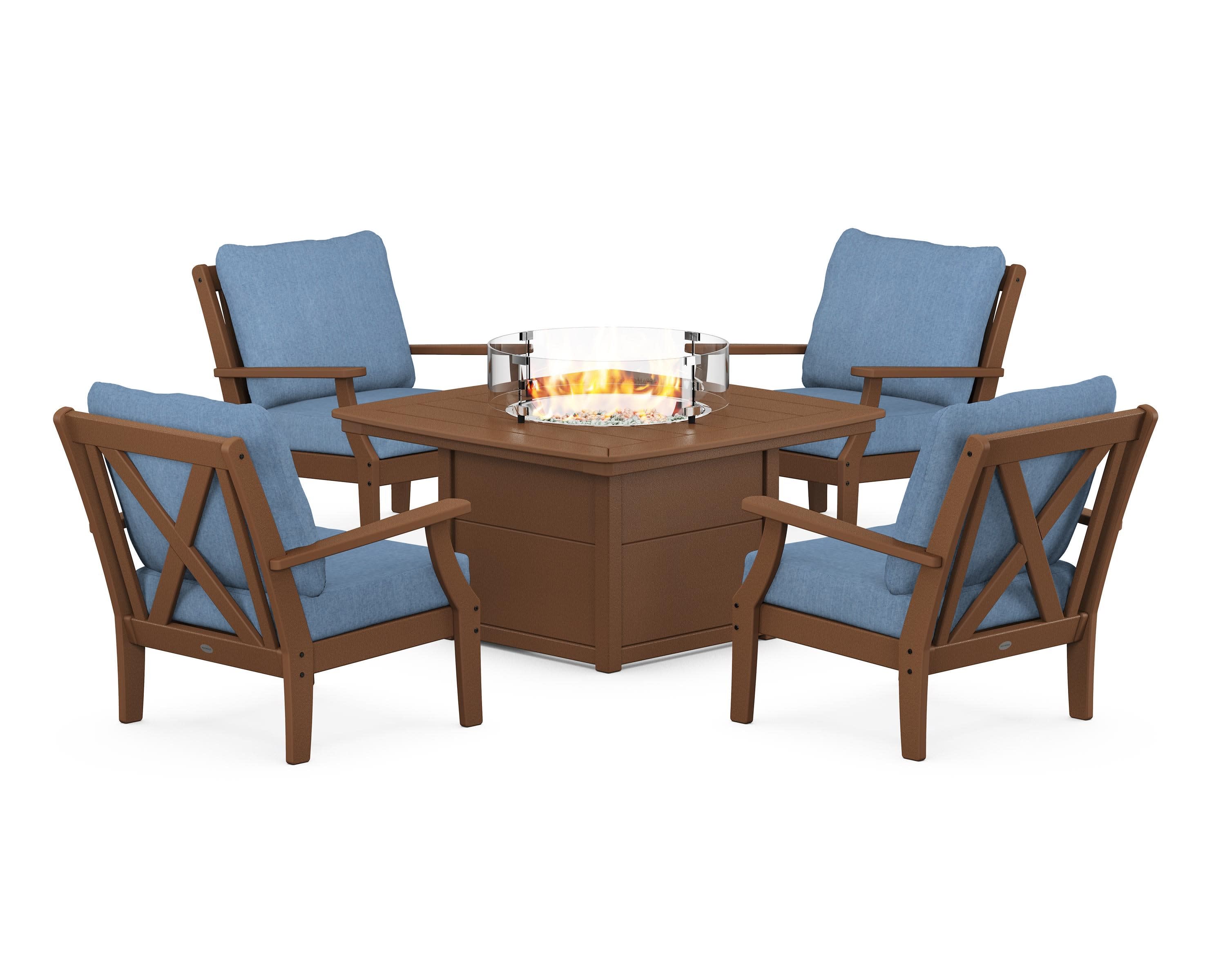 Braxton 5-Piece Deep Seating Conversation Set with Fire Pit Table