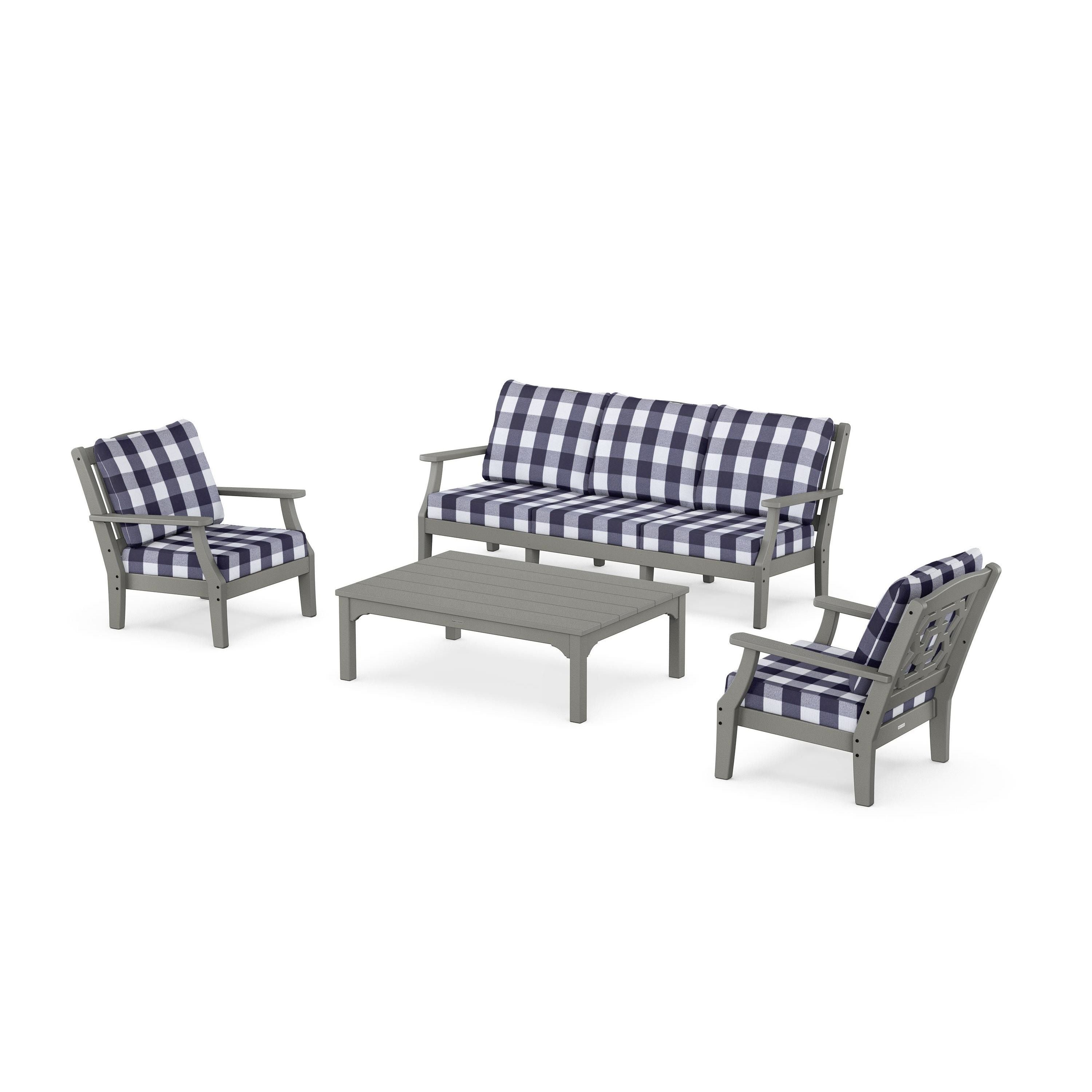 Chinoiserie 4-Piece Deep Seating Set with Sofa