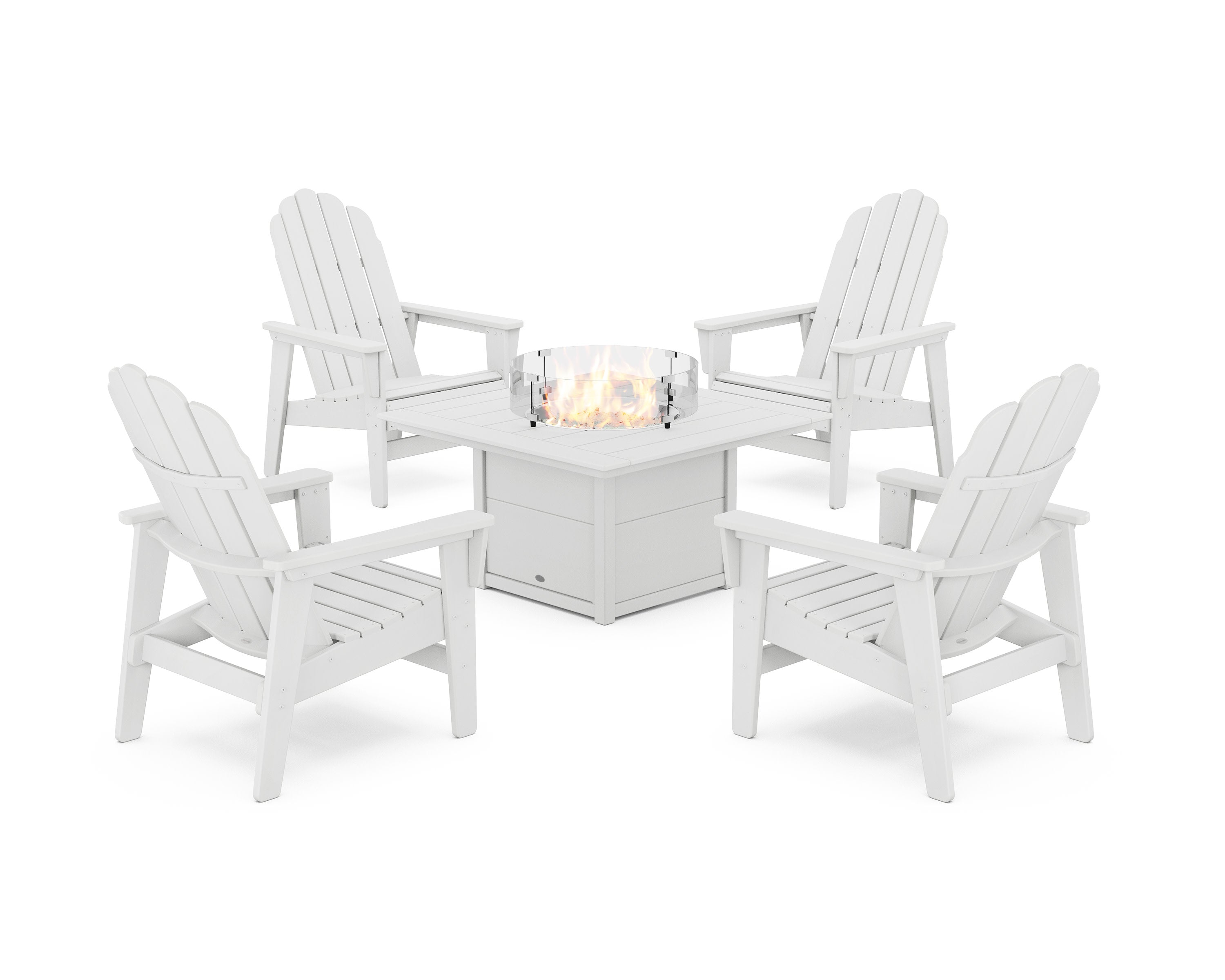 5-Piece Vineyard Grand Upright Adirondack Conversation Set with Fire Pit Table