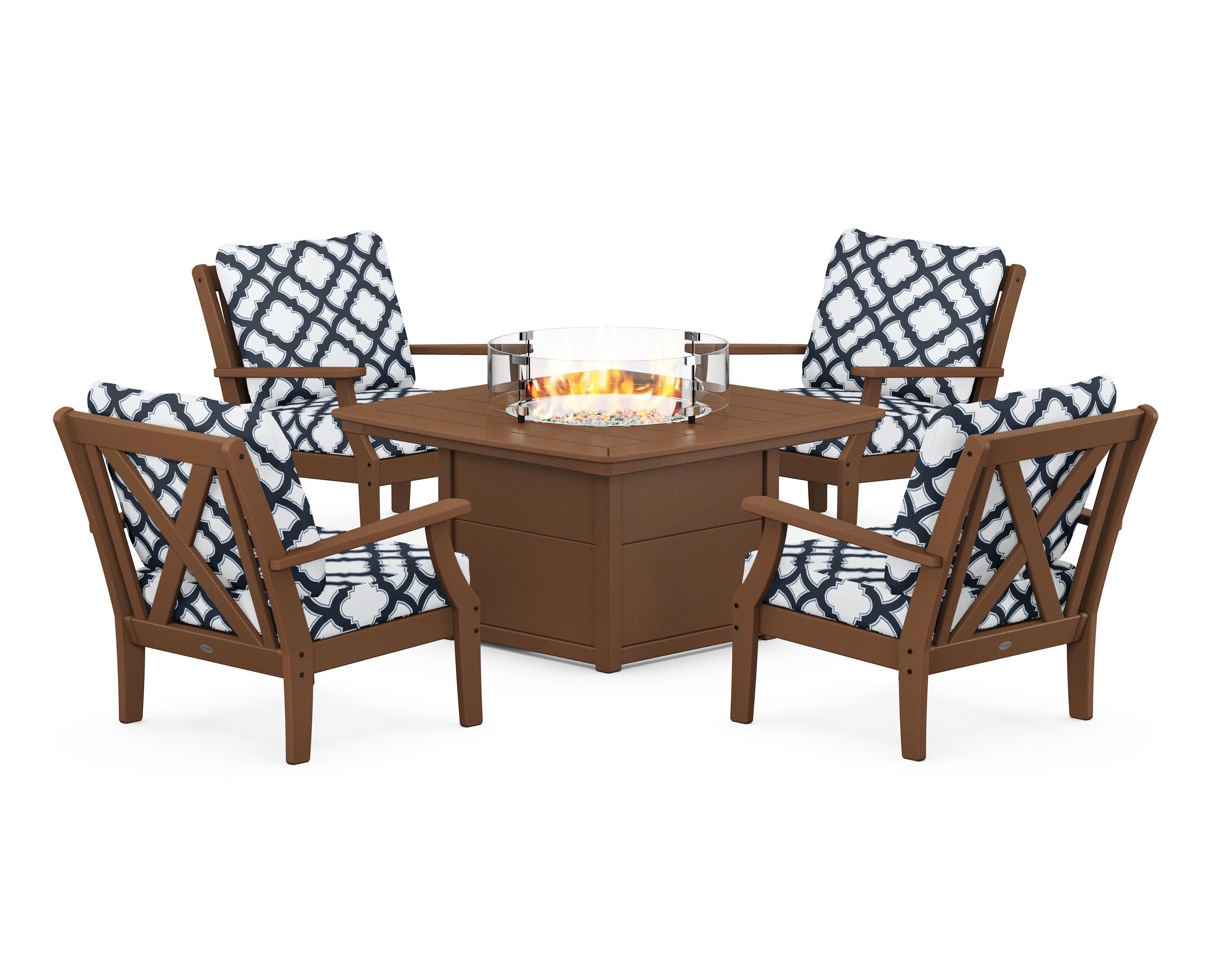 Braxton 5-Piece Deep Seating Conversation Set with Fire Pit Table