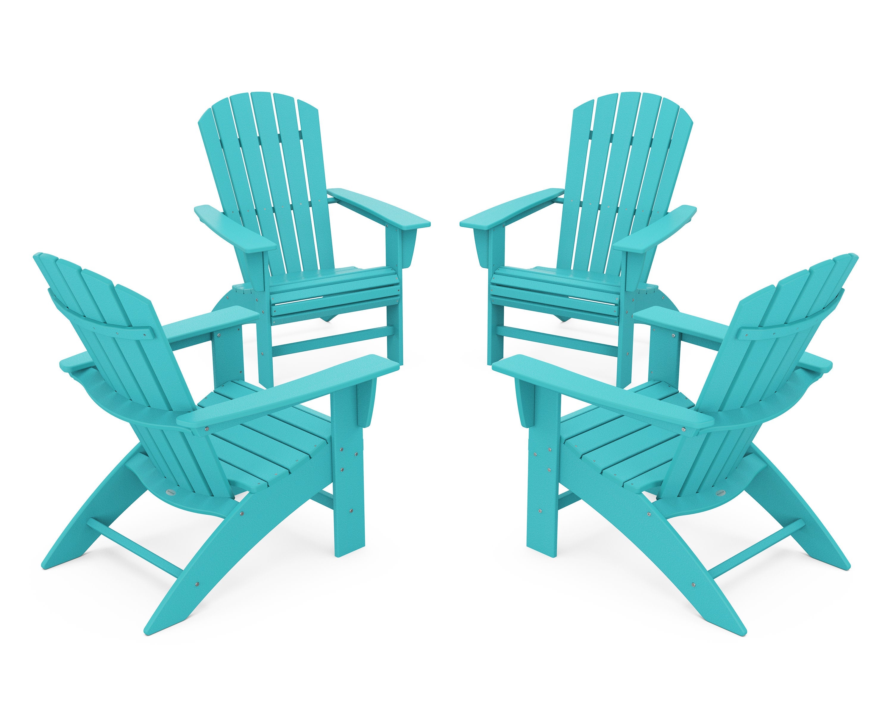 4-Piece Nautical Curveback Adirondack Chair Conversation Set