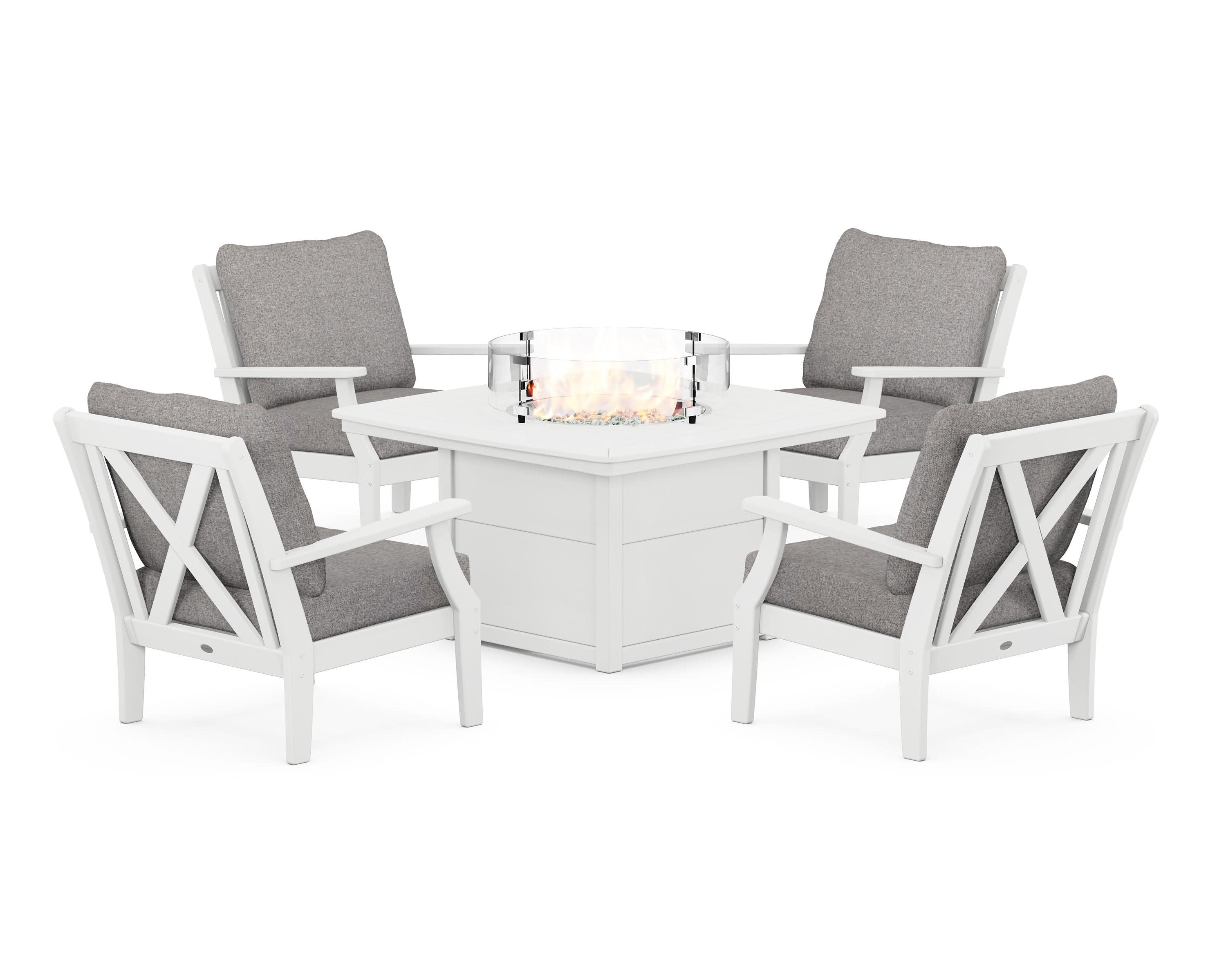 Braxton 5-Piece Deep Seating Conversation Set with Fire Pit Table
