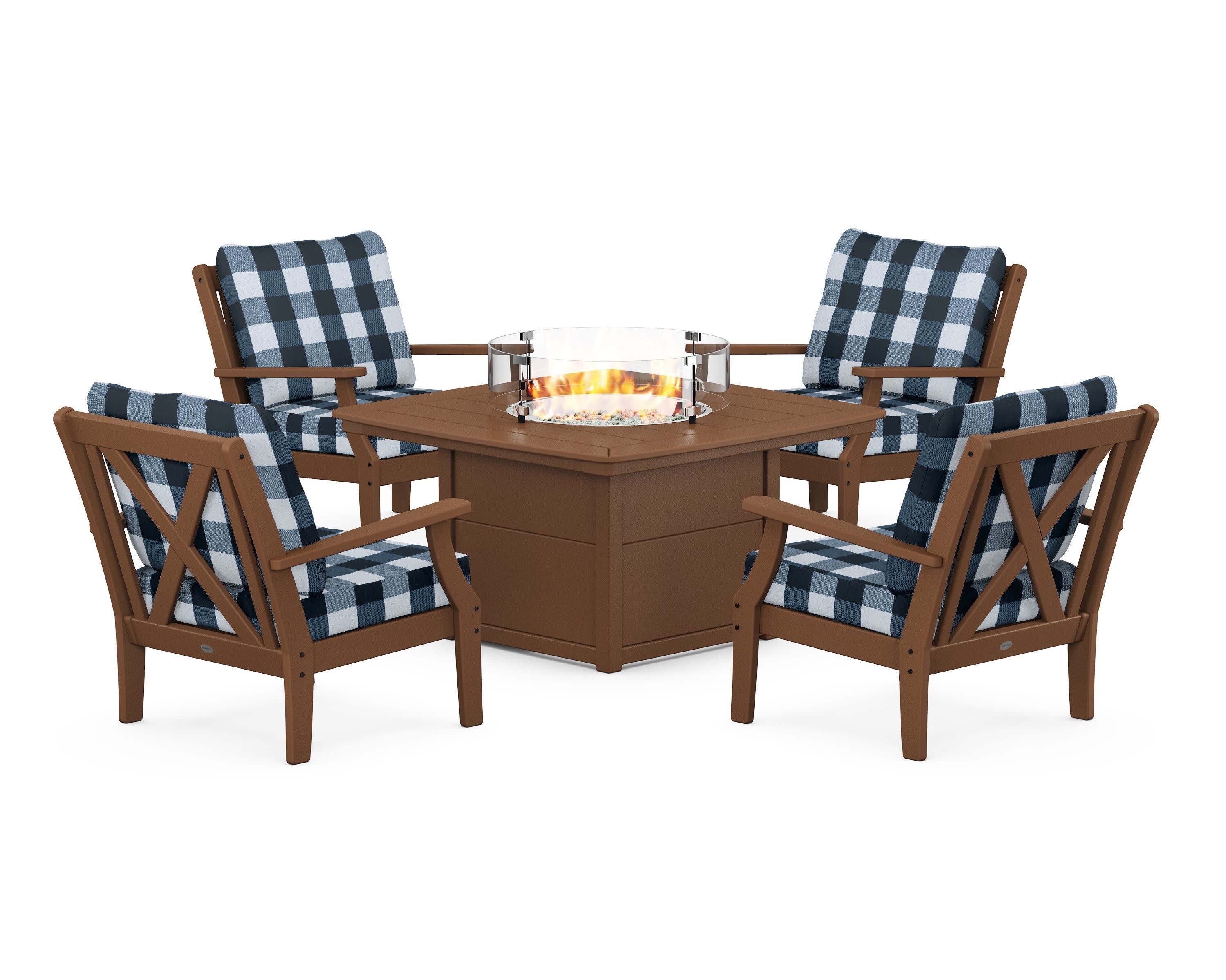 Braxton 5-Piece Deep Seating Conversation Set with Fire Pit Table