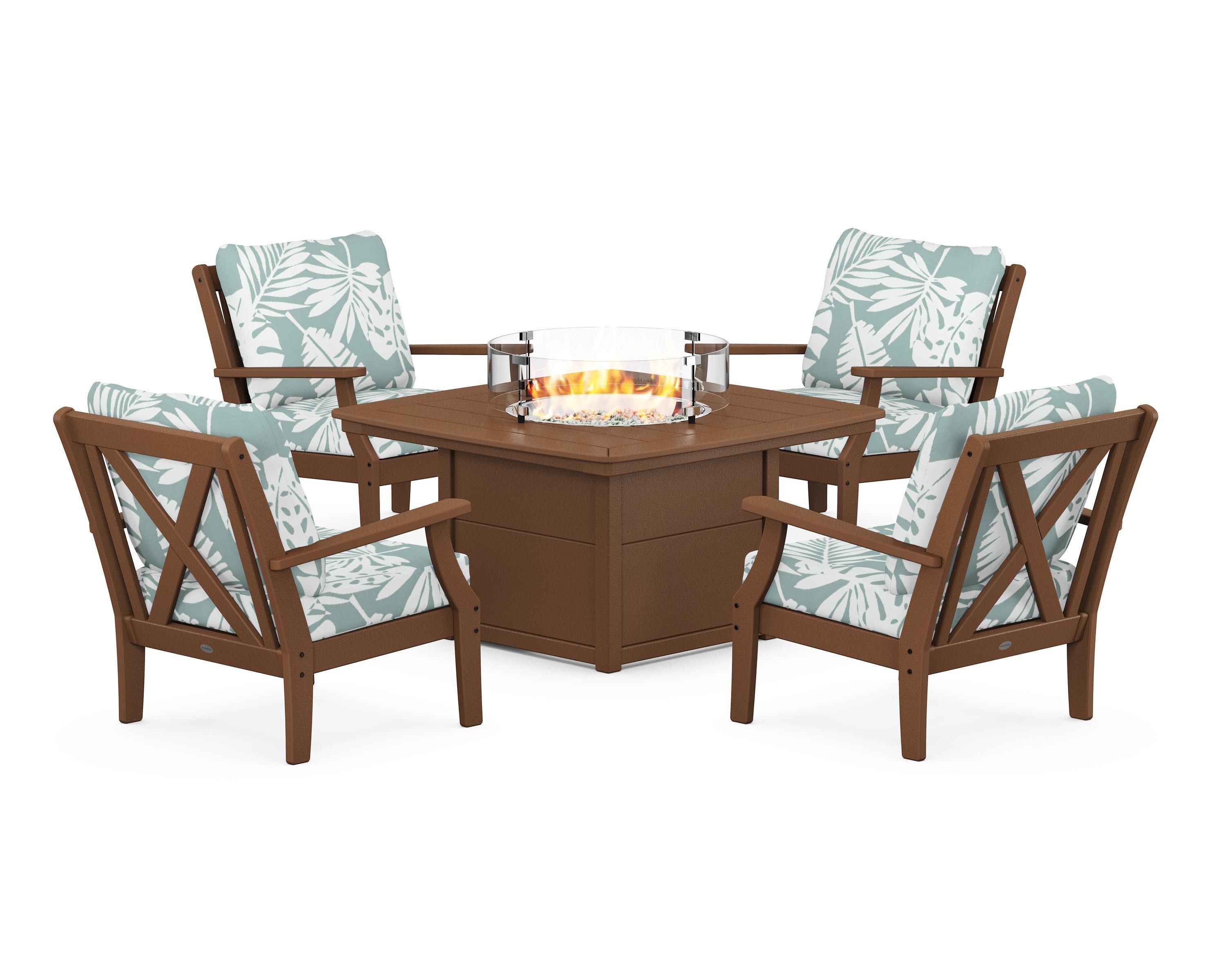 Braxton 5-Piece Deep Seating Conversation Set with Fire Pit Table